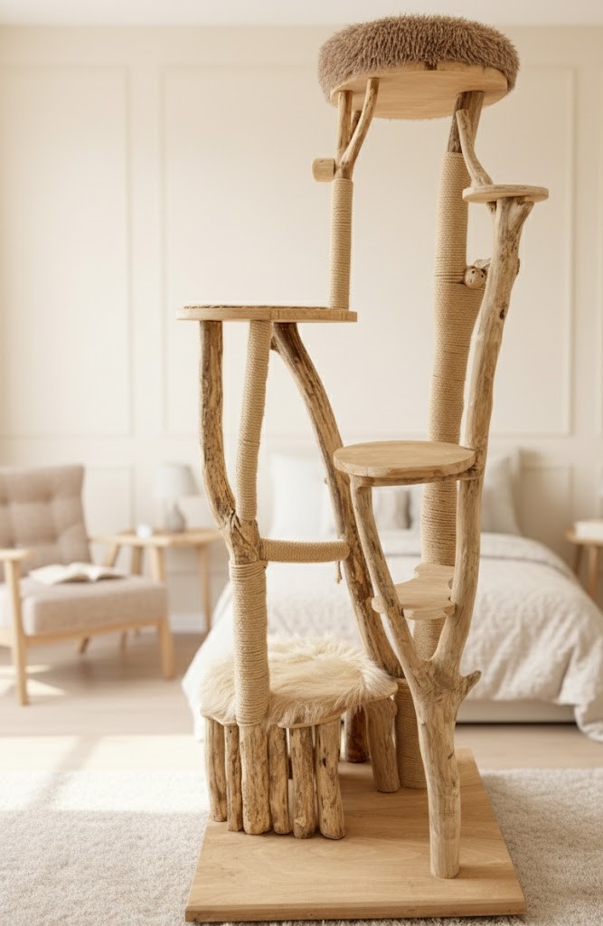 Arbre n 2 ch adore carre arbre a chat design en bois original dans une chambre