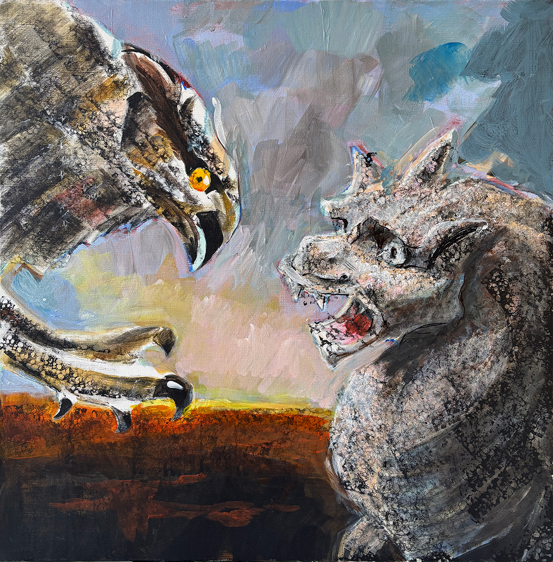 LE CHOC DES TITANS
Acrylique  sur toile 60 x 60 cm
