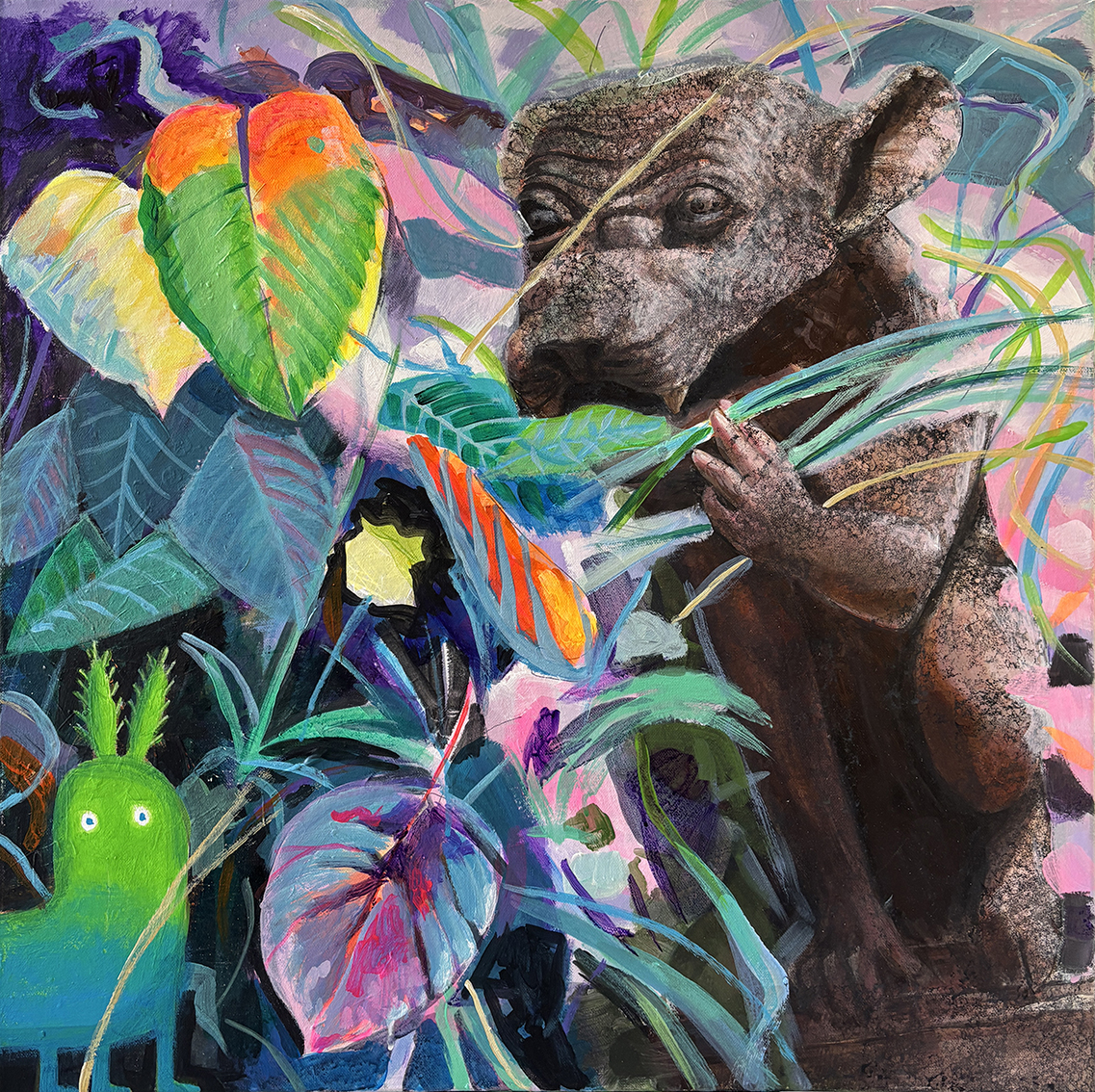L'HERBIVORE.
Acrylique  sur toile 70  x 7O cm
