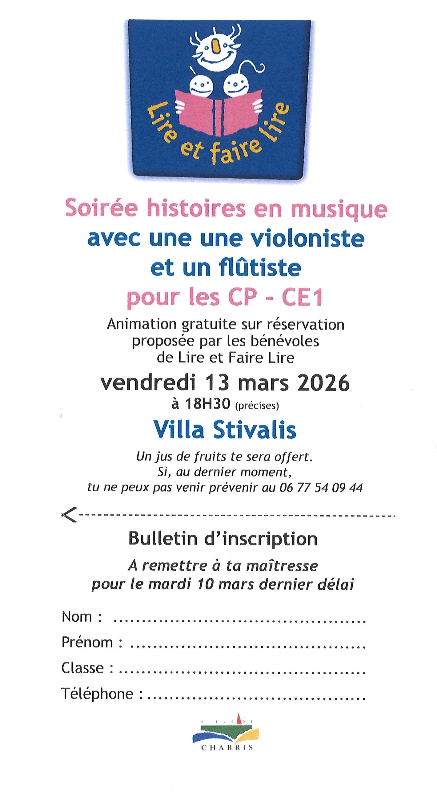 Lire et faire lire : soirée histoires en musique