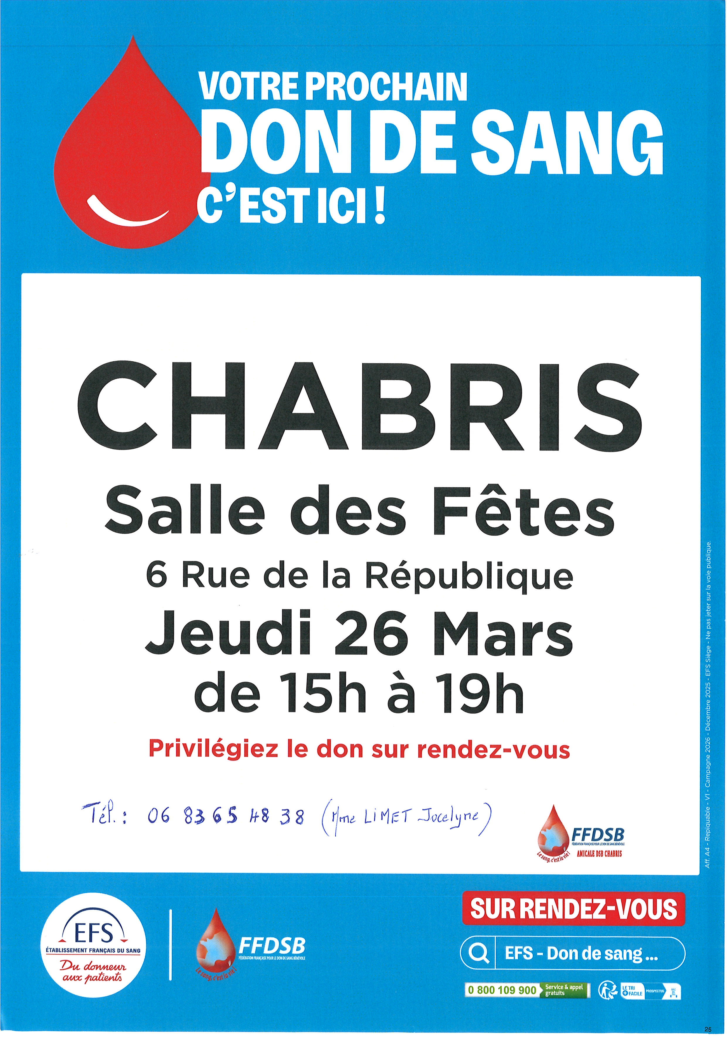 Don de sang à Chabris