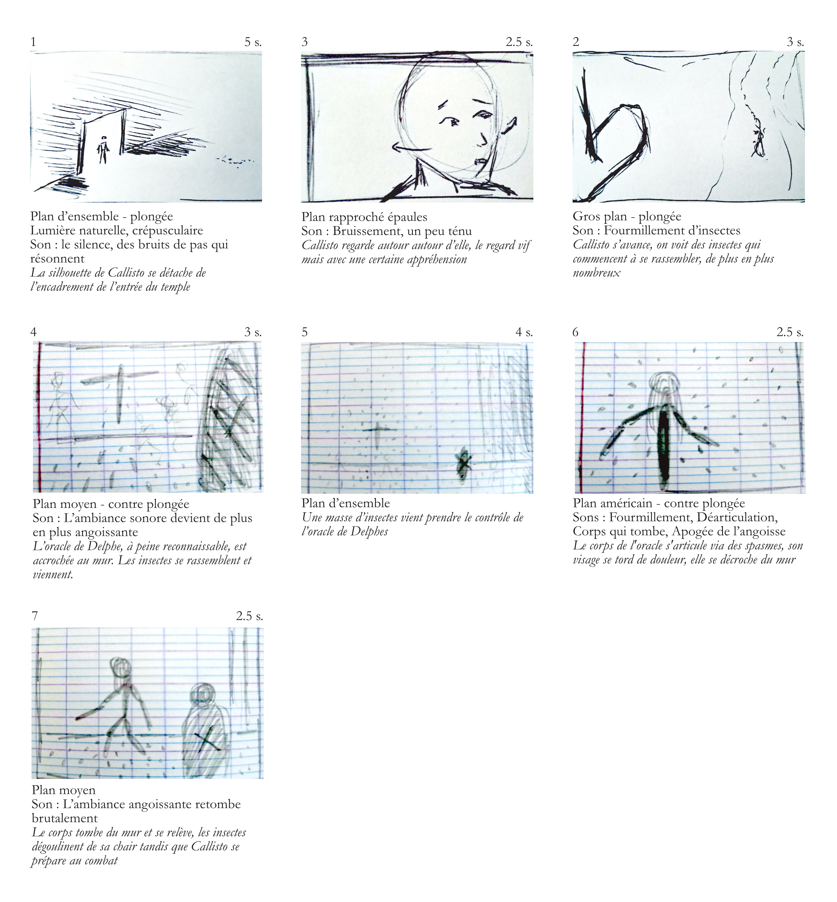 Storyboard cinematique nymphe