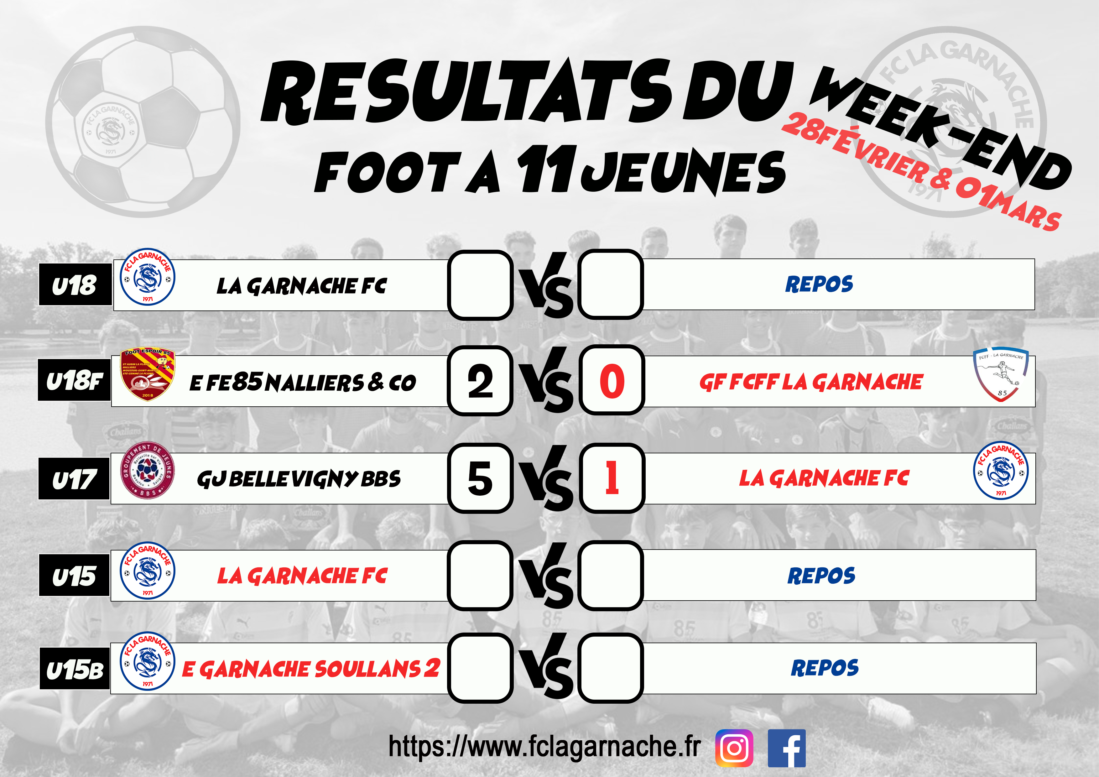 Resultat foot a 11 28fevrier et 1 mars