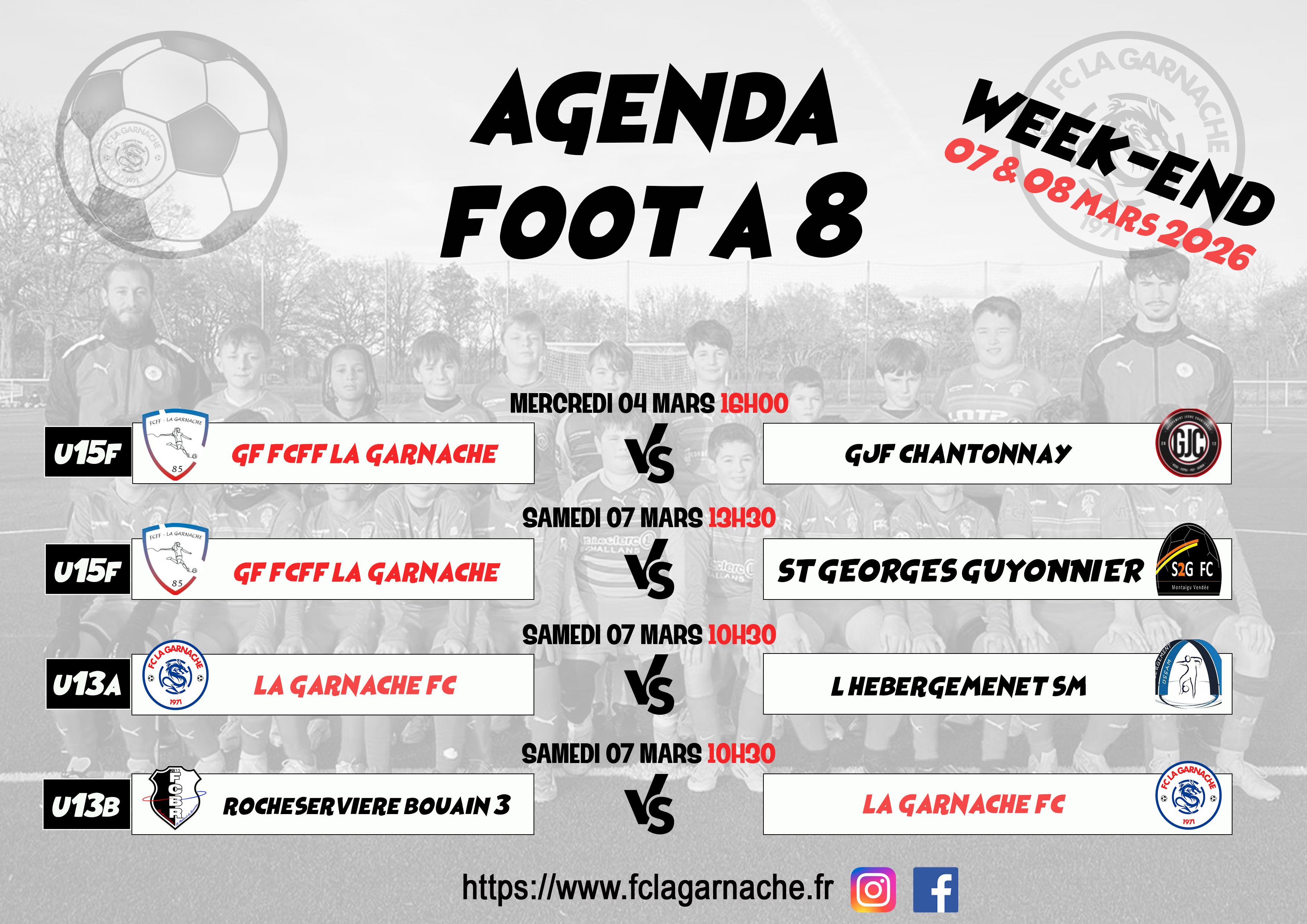 Agenda foot a 8 7 et 8 mars