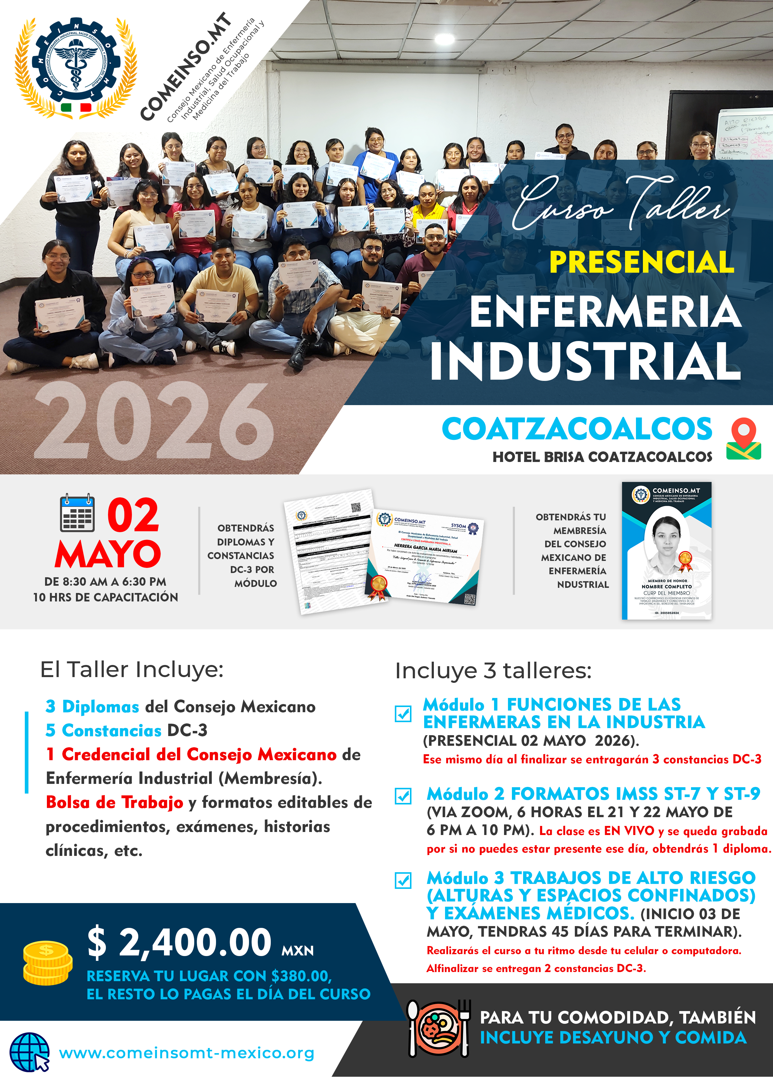 Informes curso enfermeria industrial coatzacoalcos 02 mayo 2026