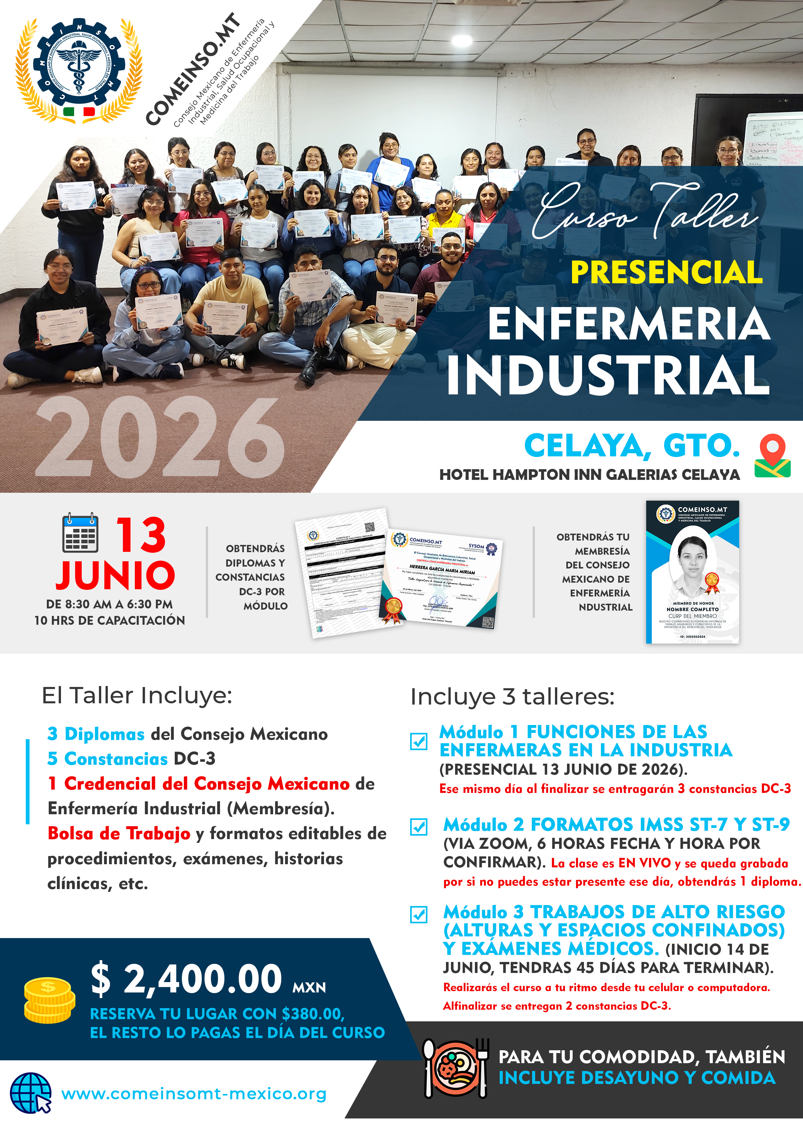Informes curso enfermeria industrial celaya 13 junio 2026