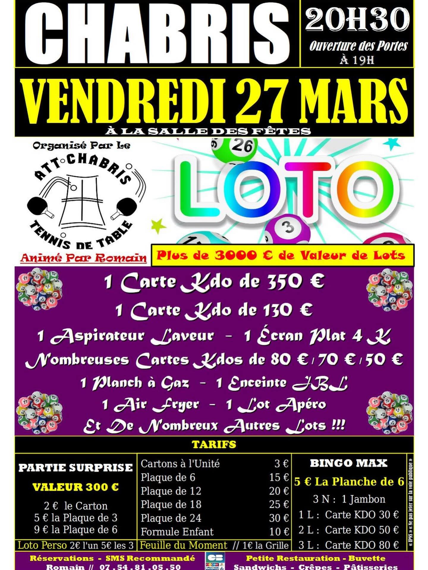 Tennis de table : loto