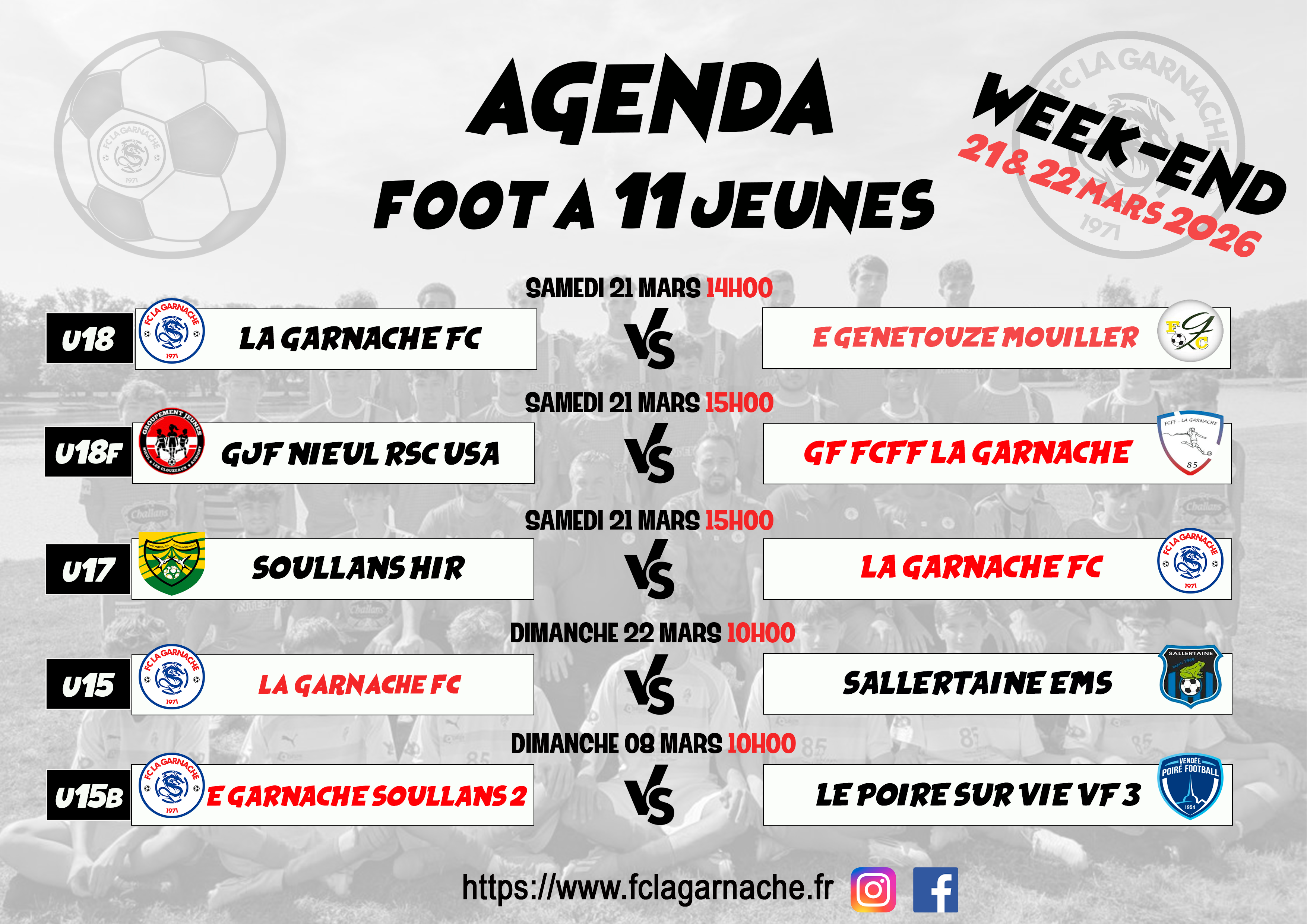 Agenda foot a 11 du 21 22 mars
