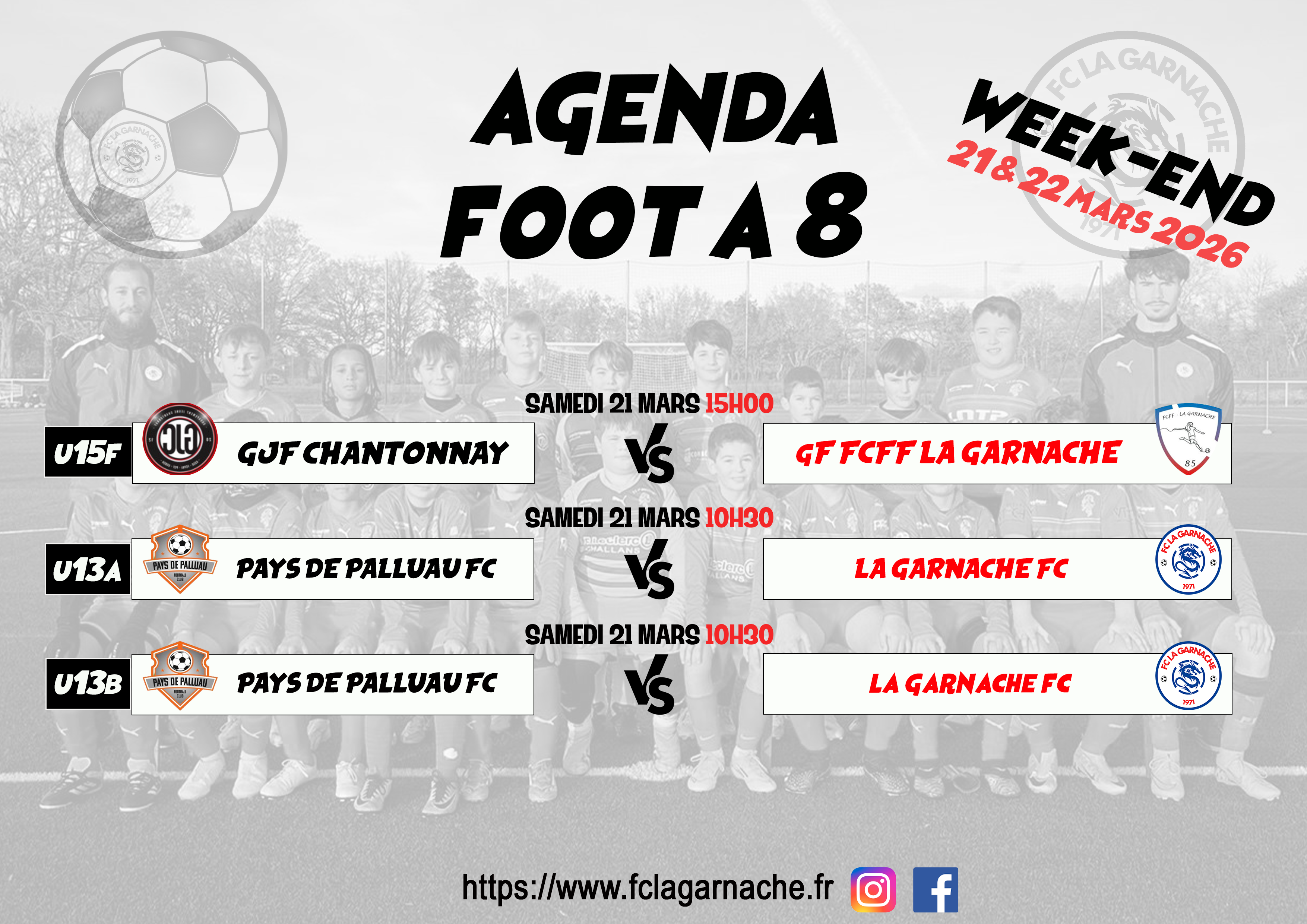 Agenda foot a 8 du 21 22 mars 2026