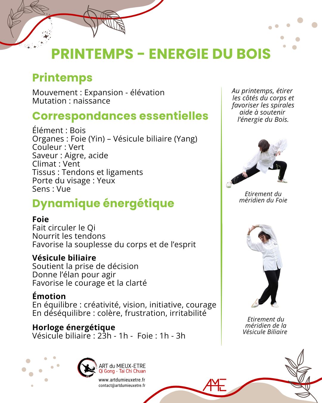 Carte memo printemps qi gong energie bois
