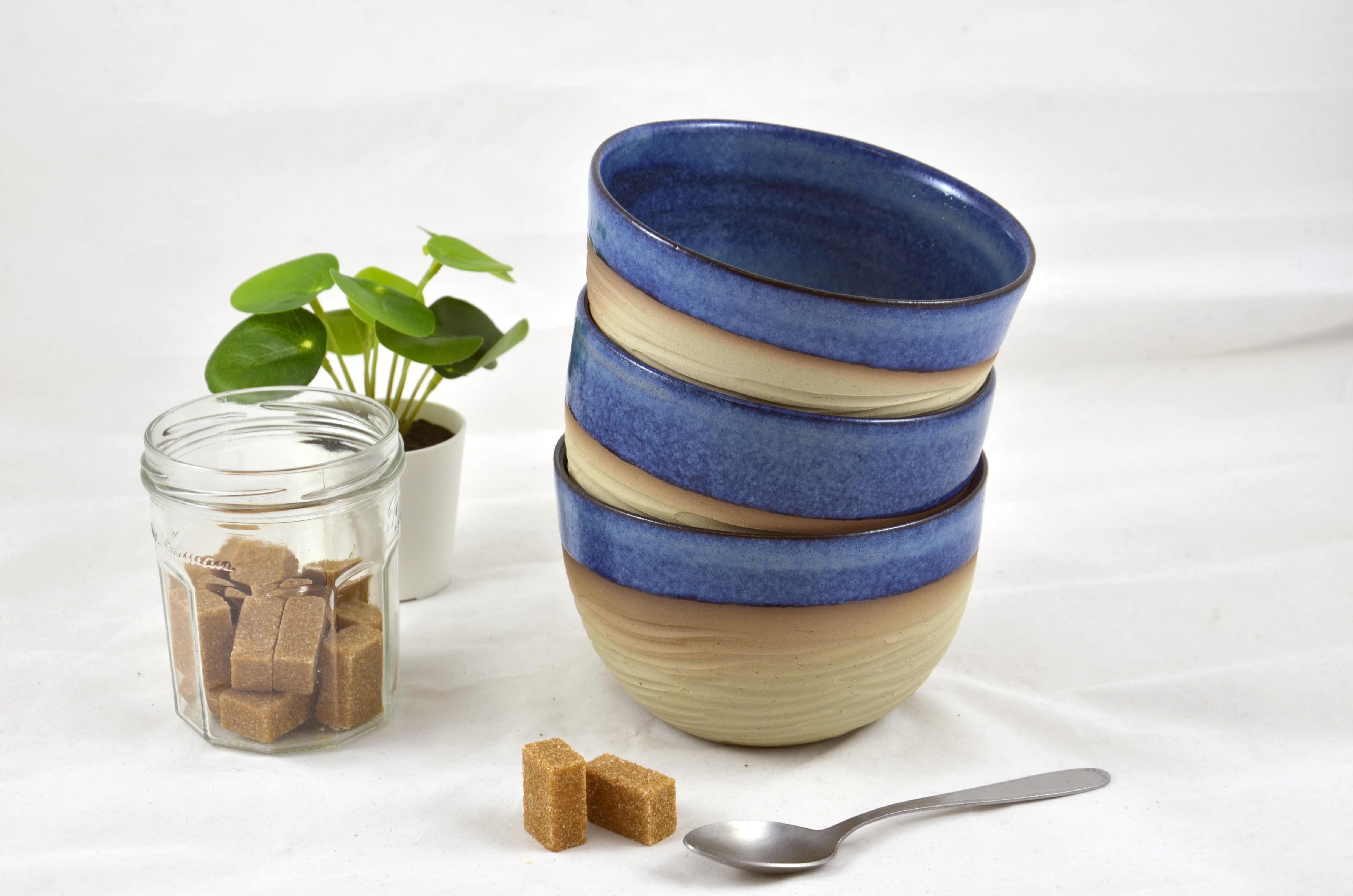 Bol dejeuner email bleu texture grenoble trieves ceramique le chant de l email