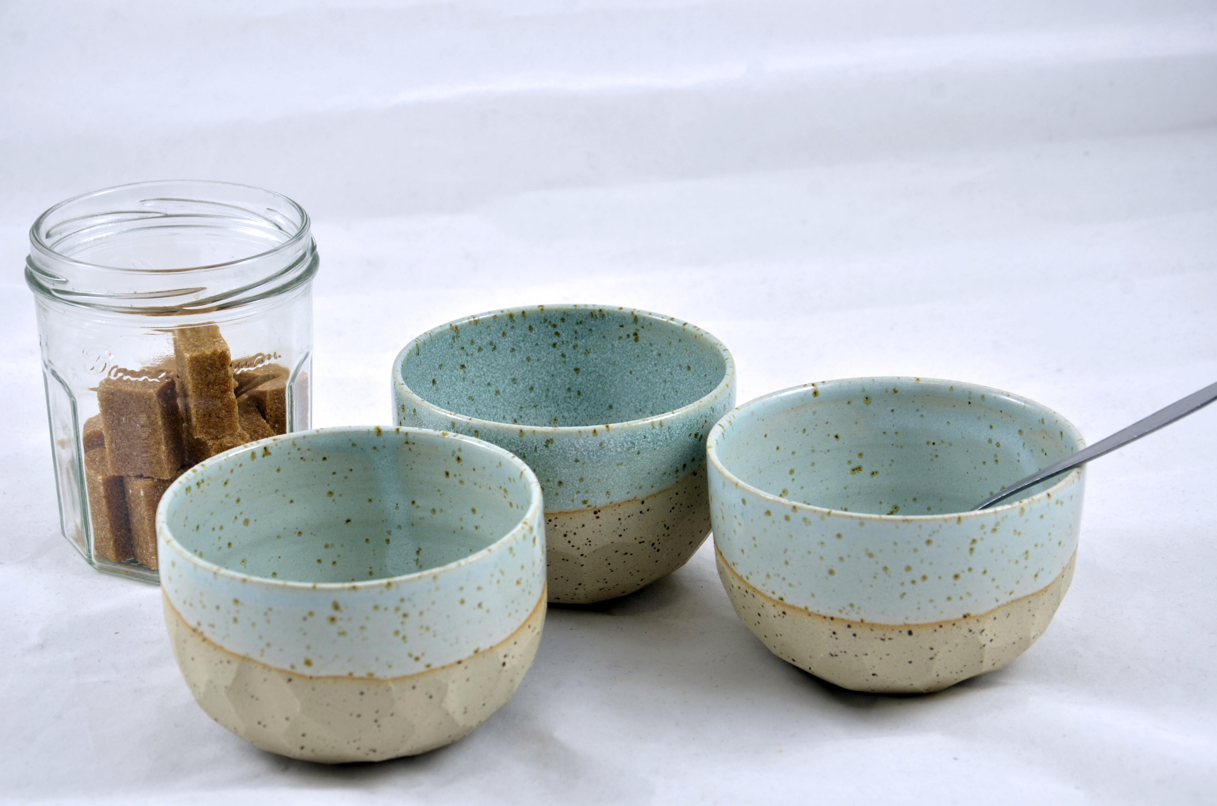 Bols facette terre brute pyrite mouchetee email vert d eau grenoble trieves ceramique le chant de l email