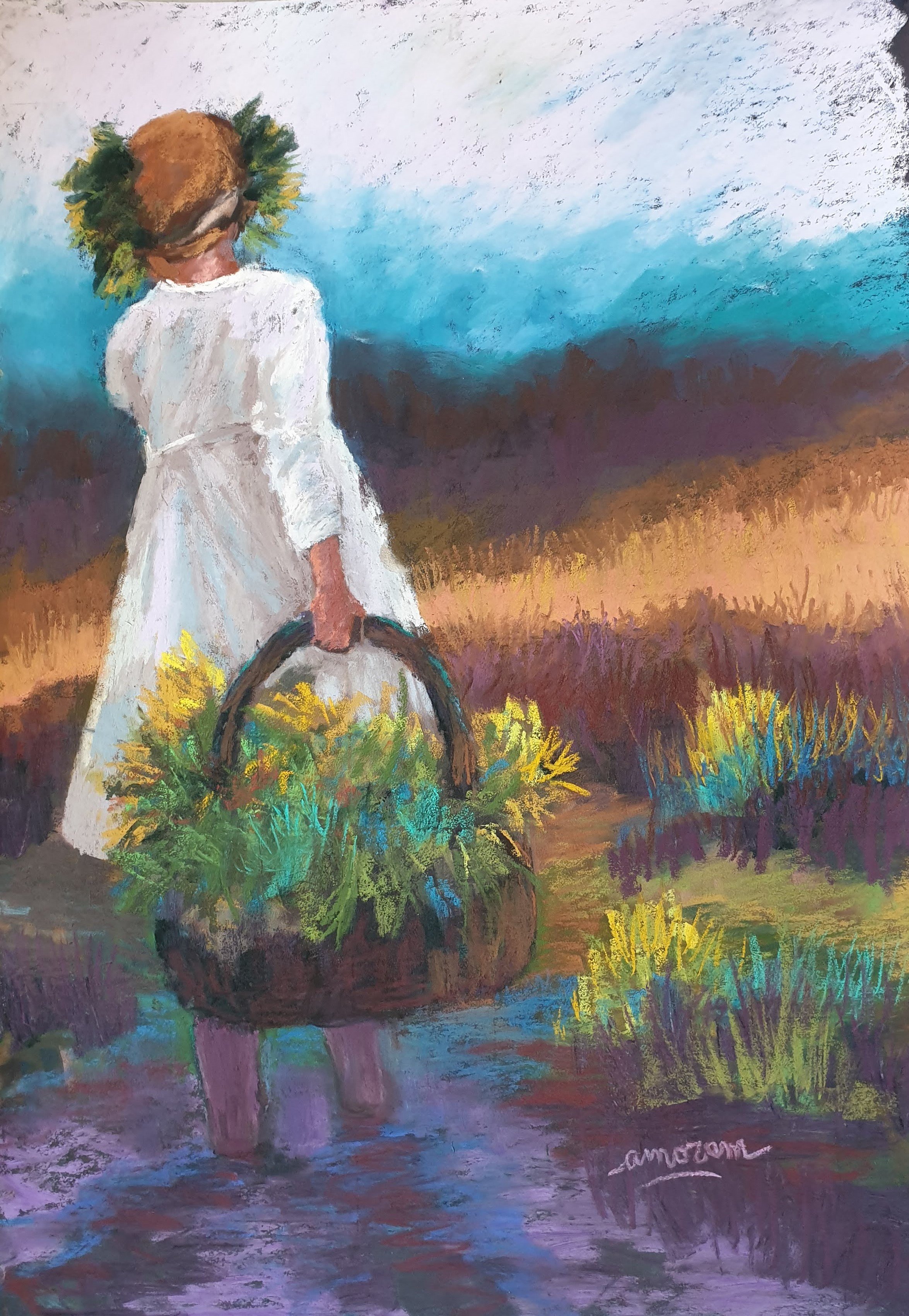 Amorem printemps 70x50cm pastel sur pastelmat 001