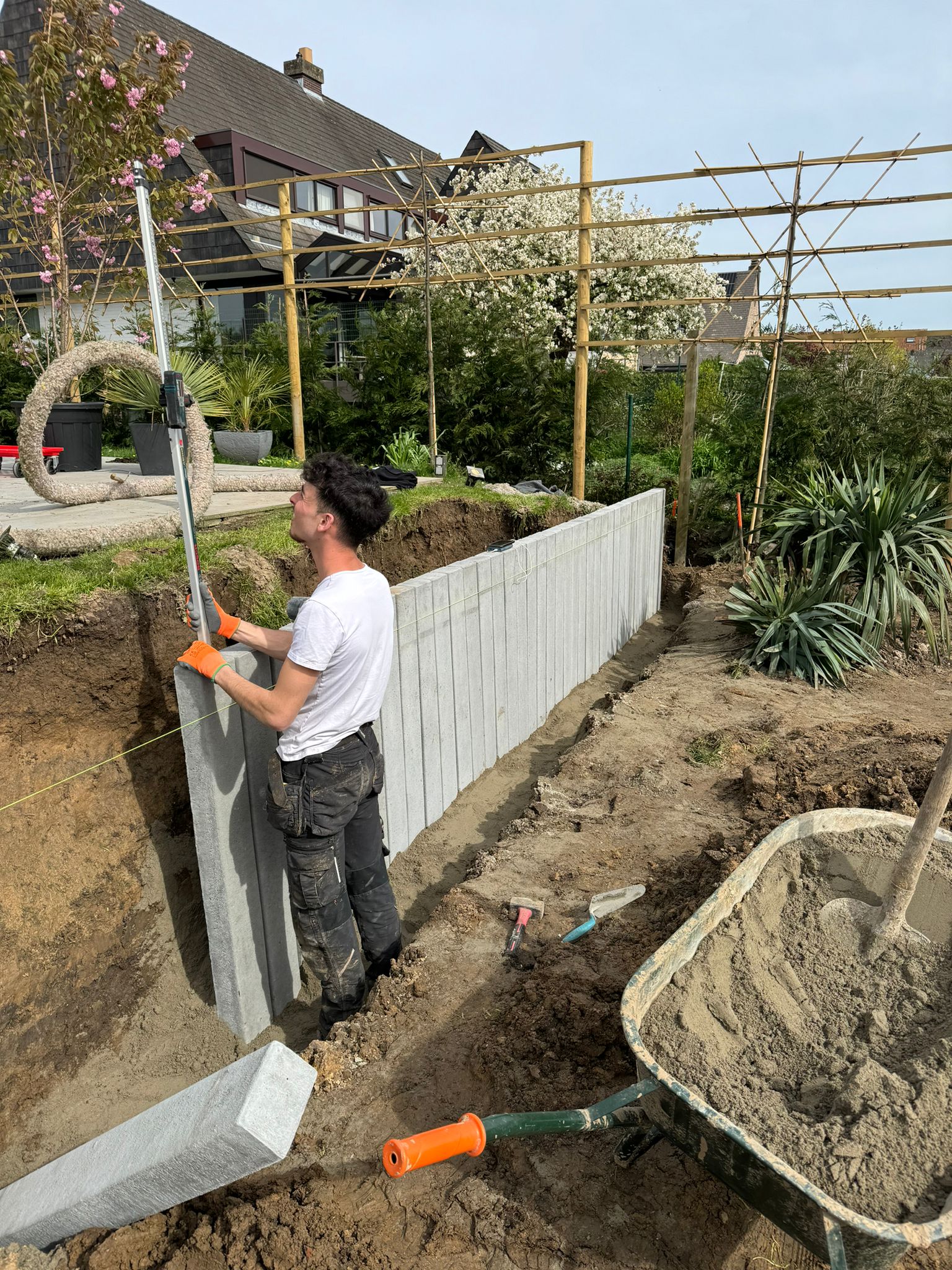 beton, retenue de terre, jardin 