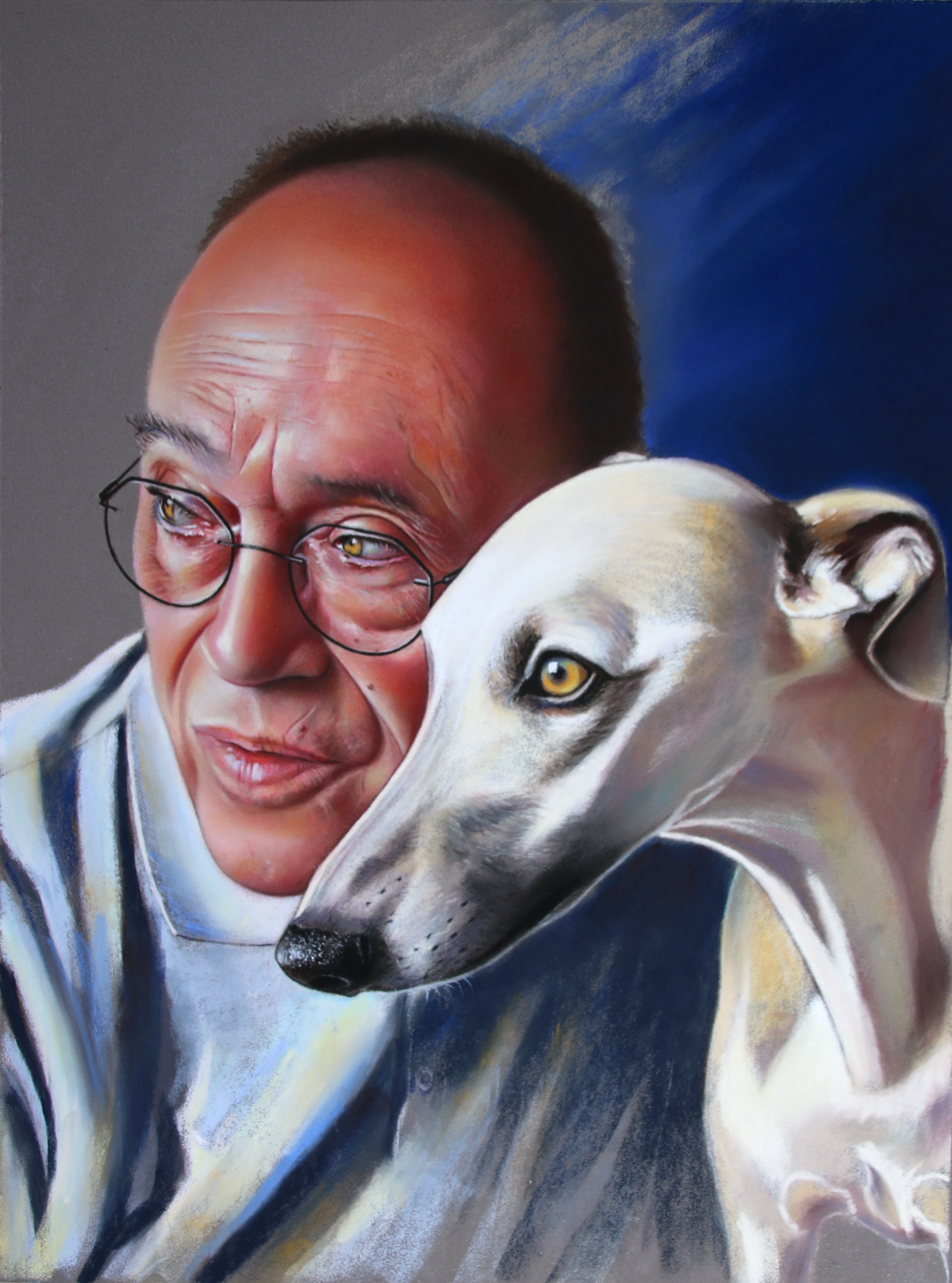Chevaliermp monsieur patrick et son chien 40x50
