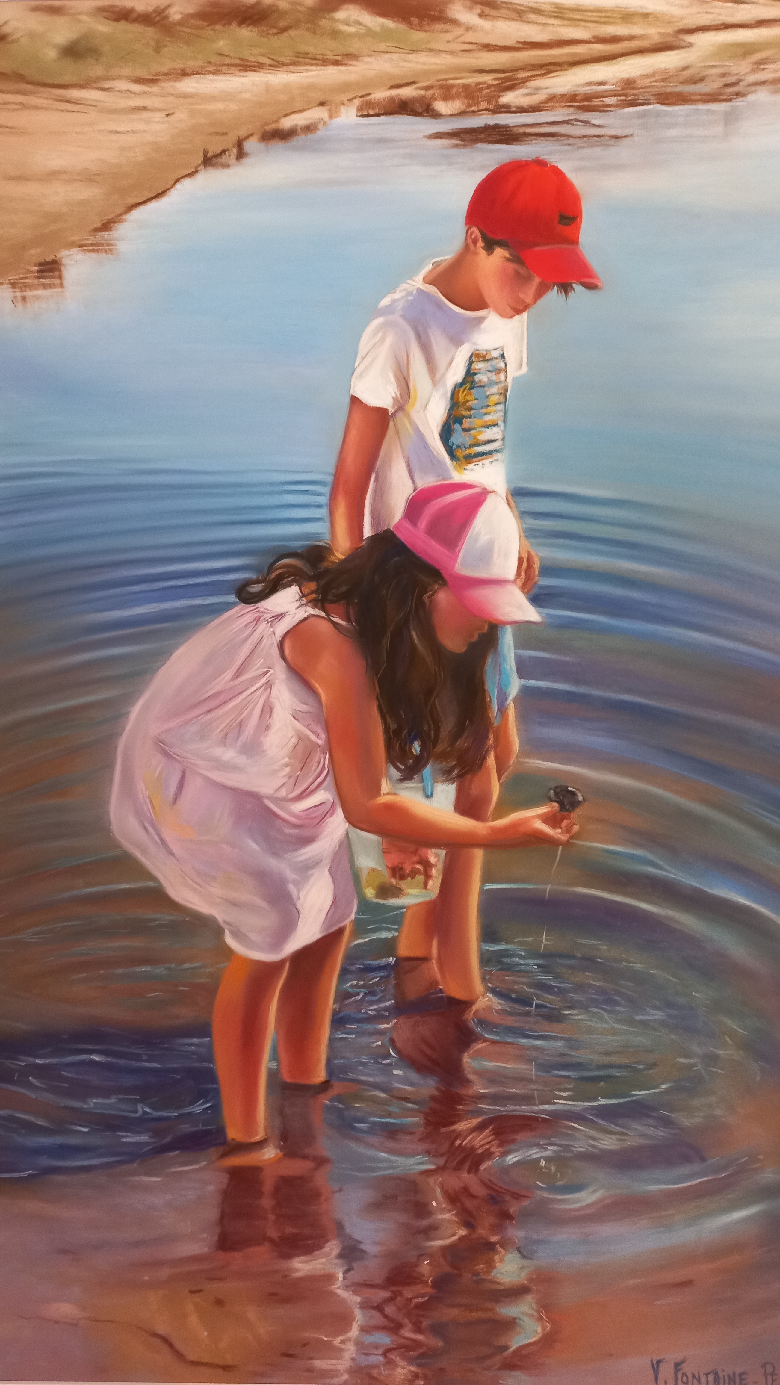 V fontaine la pe che a la palourdes pastel h 83 x 63 l