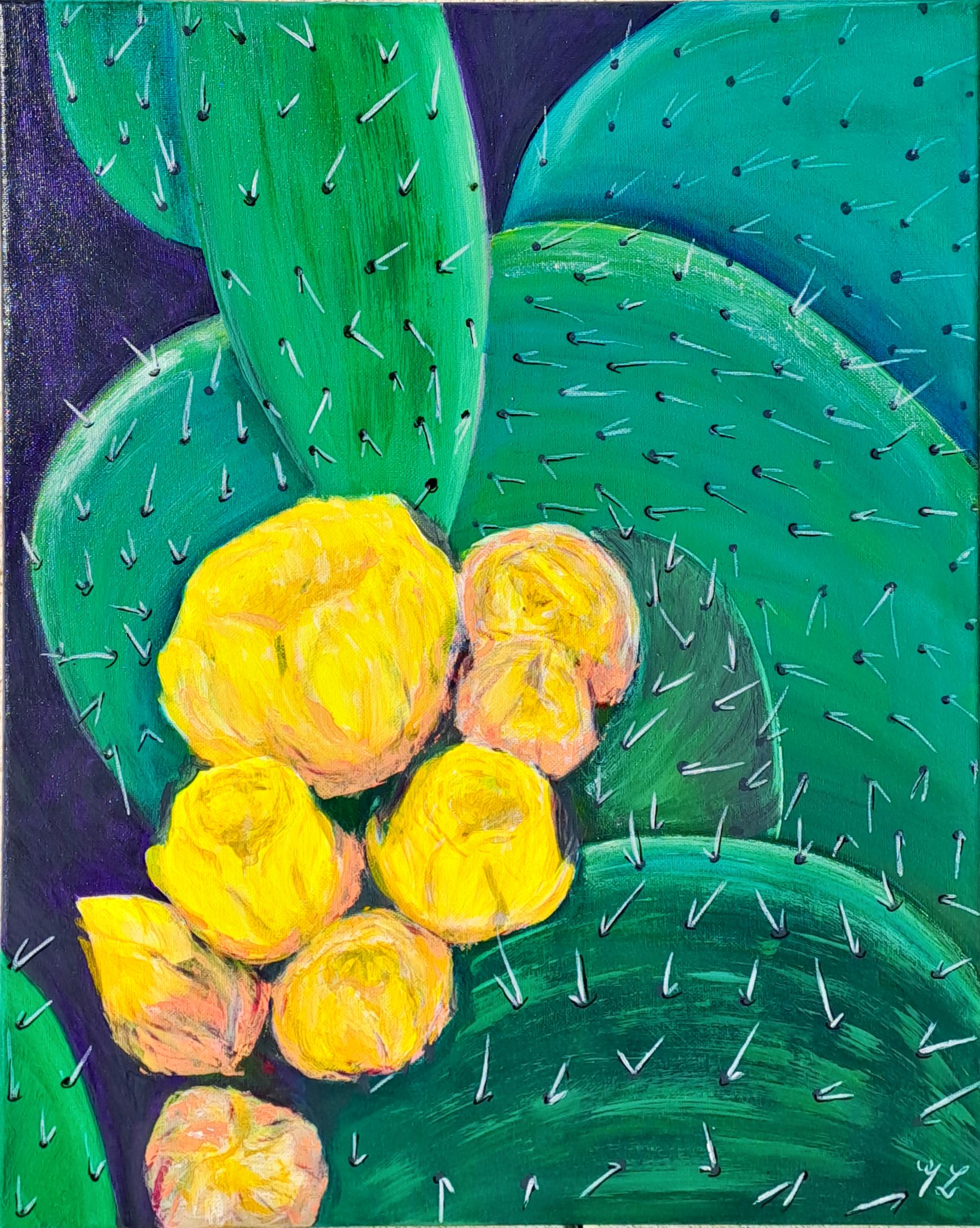 Luchesi cactus acrylique sur coton 40x50