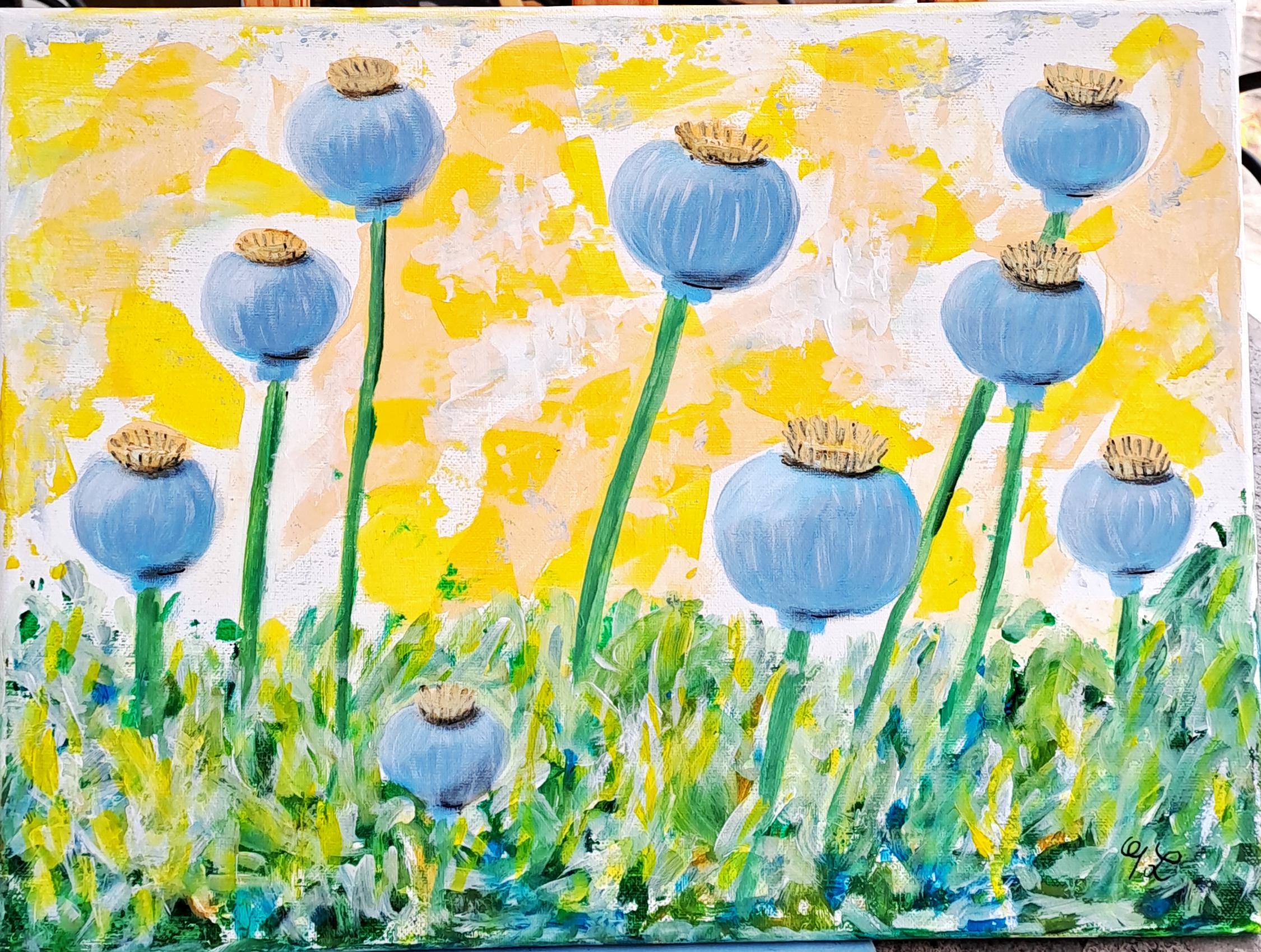 Luchesi le bonheur est dans le pre acrylique sur coton 40x30