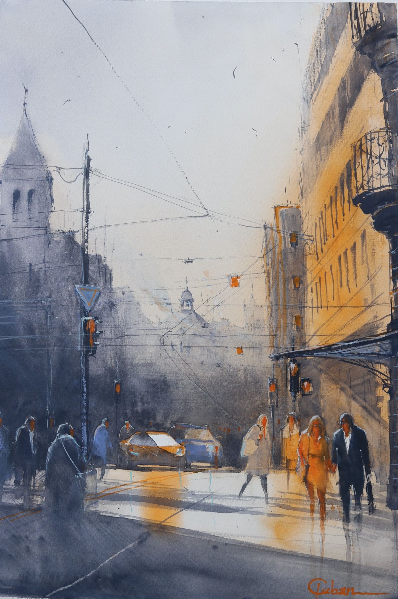 Ceban l heure dore e aquarelle 36x54