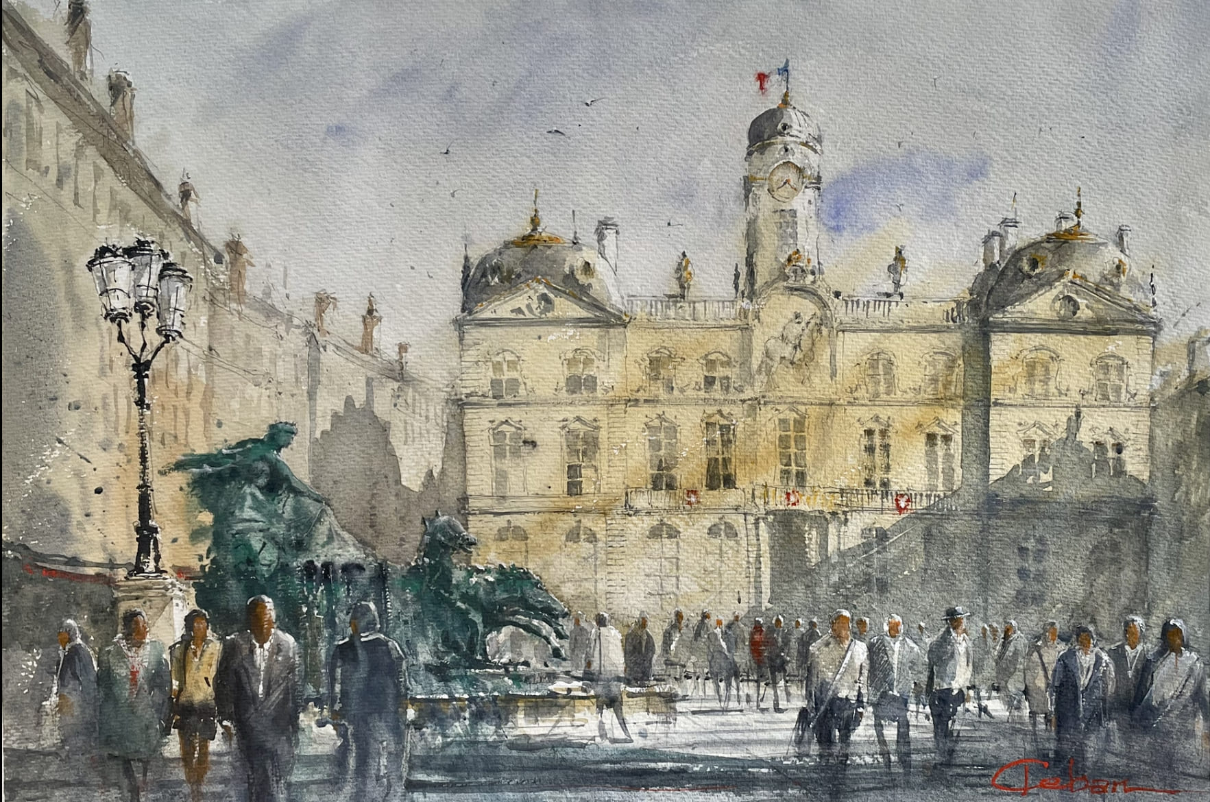 Ceban lyon aquarelle 55x37