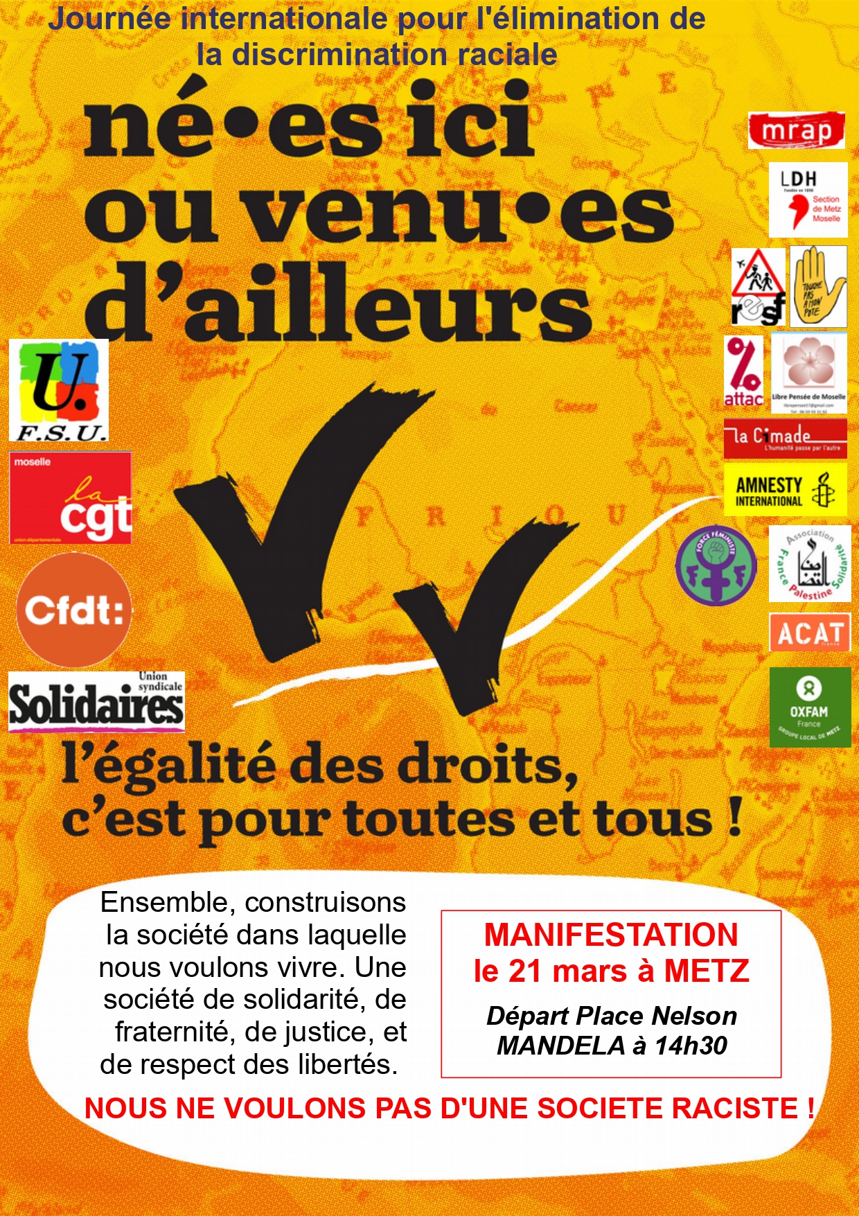 21 mars : Journée internationale pour l'élimination de la discrimination raciale