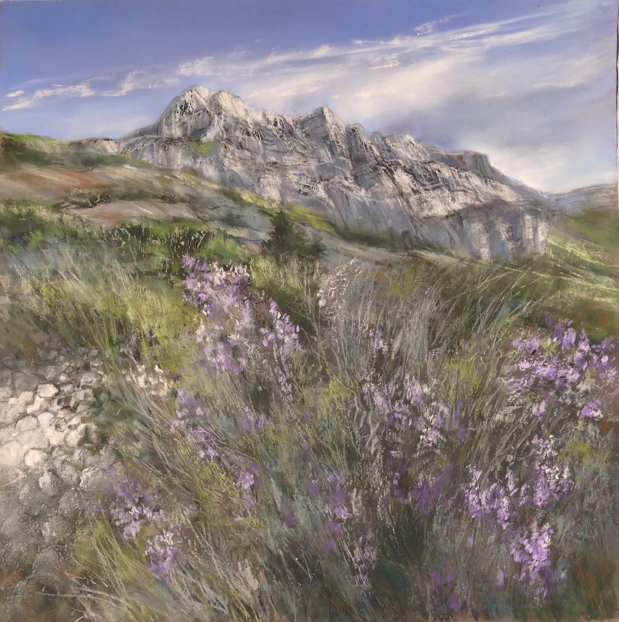 Trigalet vers la montagne ste victoire pastel 45x45