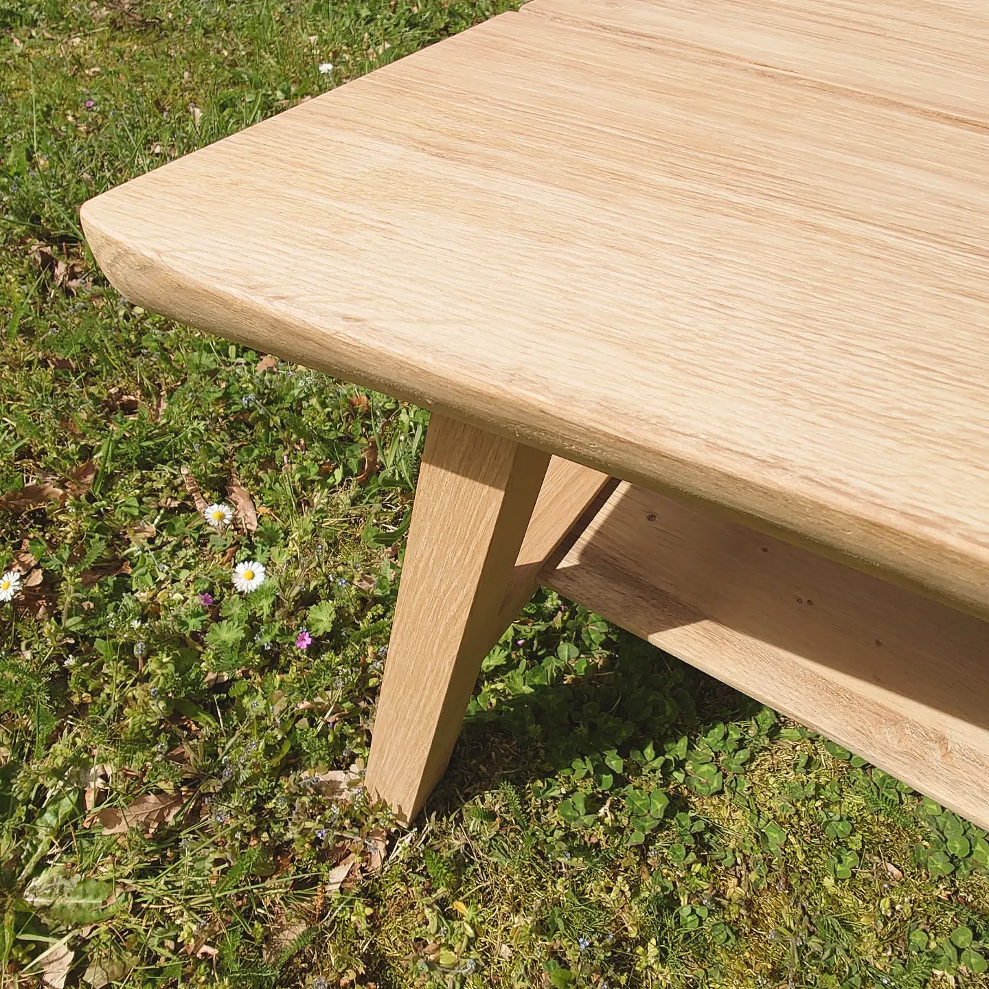 Atelier topobois table basse live edge pietement biais