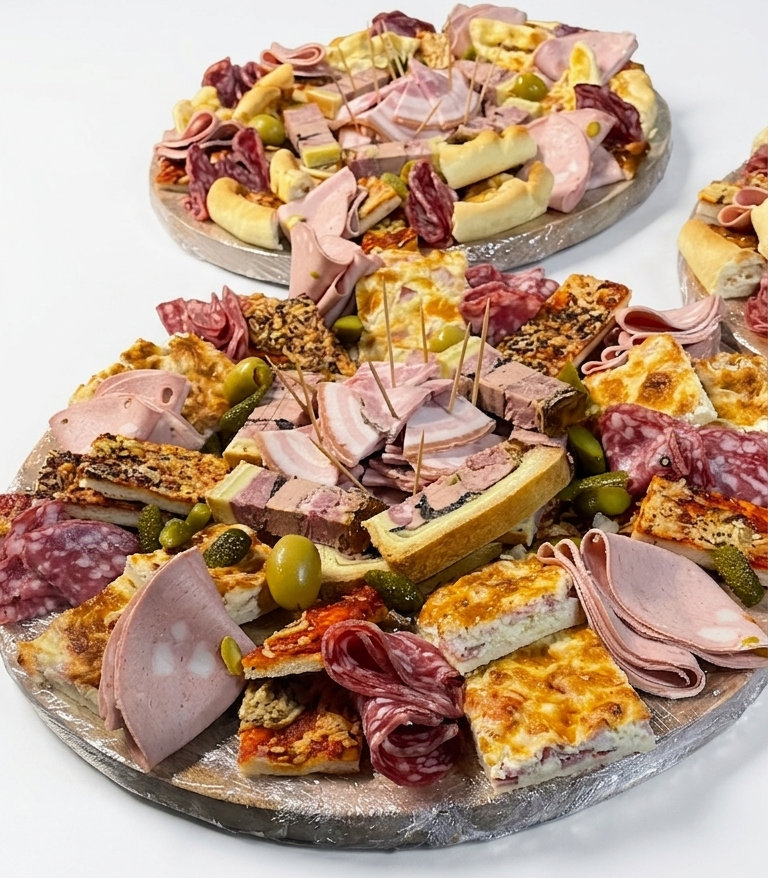 Plateau quiche pizza charcuteries planche like eat traiteur bourgoin jallieu frais maison