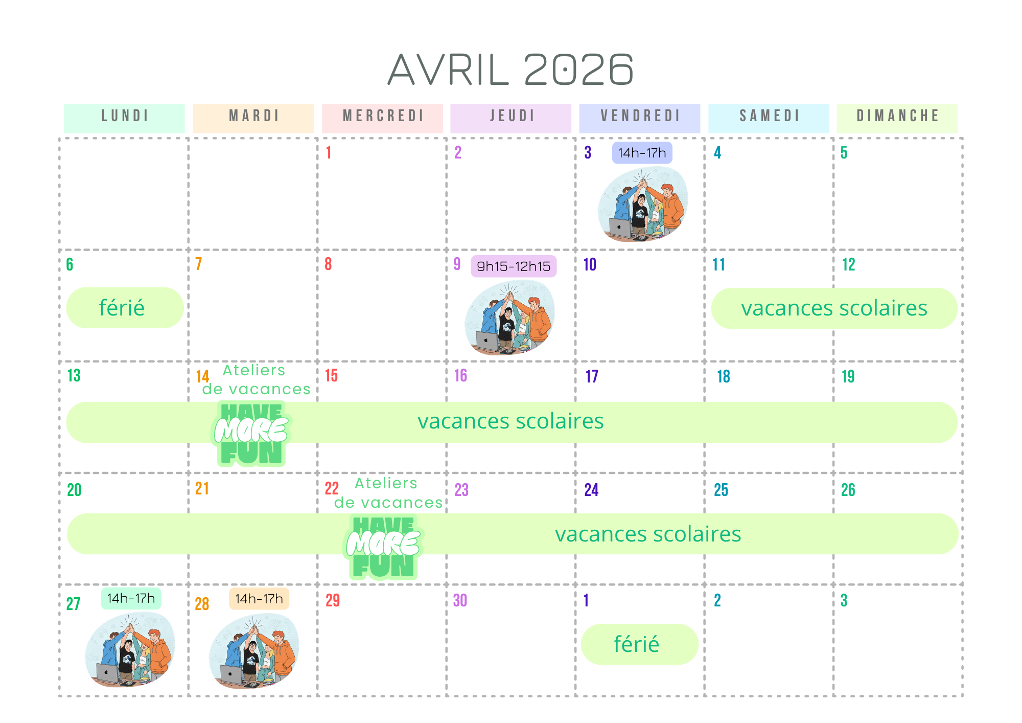 Calendriers avril 2026 2