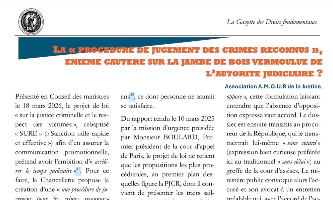 La PJCR : enième cautère sur la jambe de bois vermoulue de l'autorité judiciaire