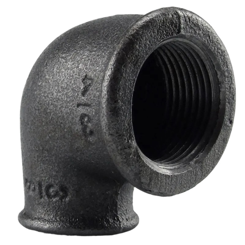 Raccord fonte malleable noir filete coude reduit femelle