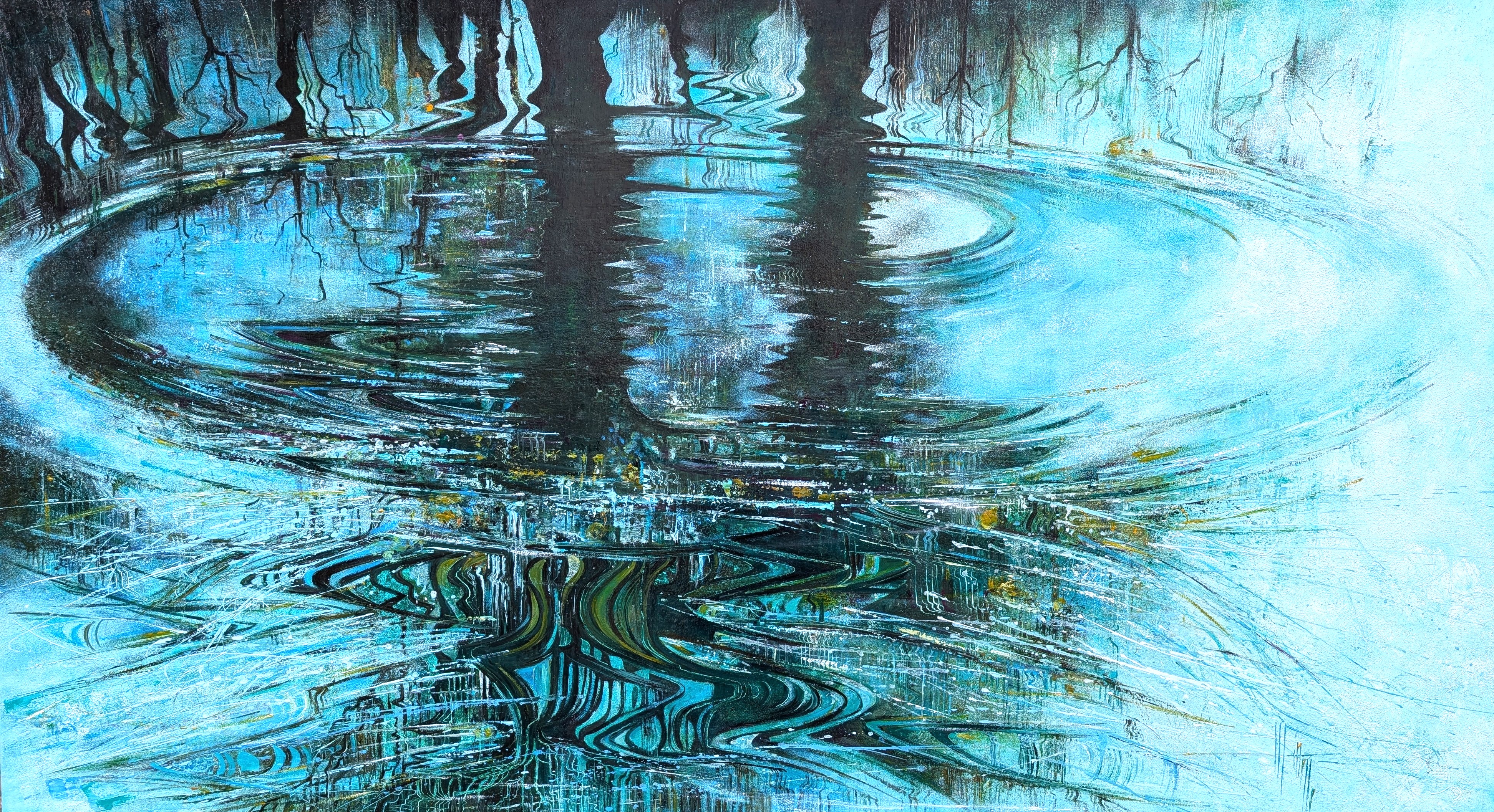 Nadine pillon troubler l eau peinture a l huile 140 x 70