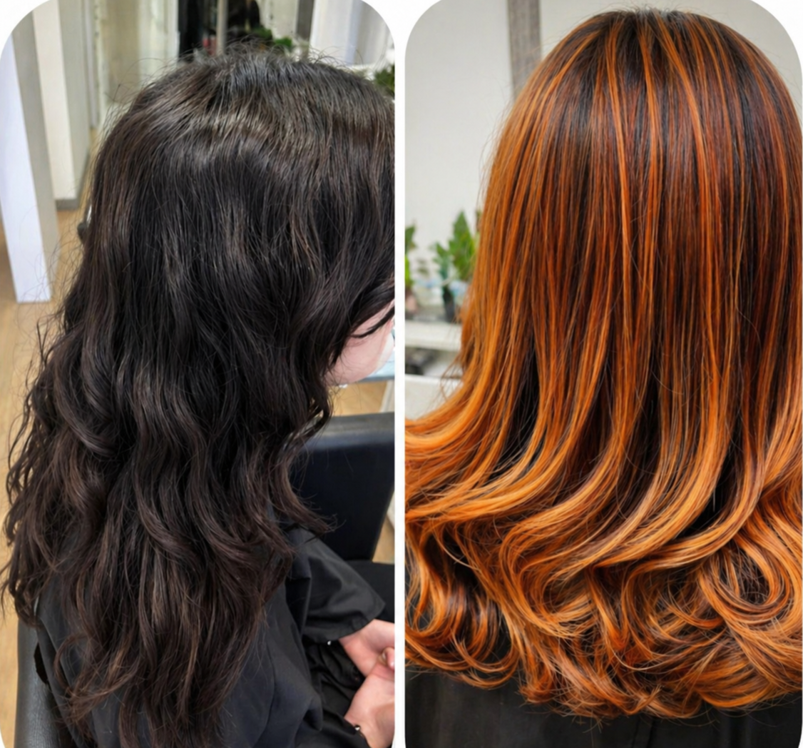 Découvrez notre expertise en ombré hair cuivré à Vienne avec des colorations chaleureuses, lumineuses et tendance réalisées sur mesure. Notre salon sublime vos cheveux grâce à un dégradé harmonieux aux reflets cuivrés pour apporter éclat, profondeur et effet naturel à votre chevelure. Spécialistes des transformations capillaires, nous réalisons des ombrés hair personnalisés pour un résultat moderne, élégant et raffiné.