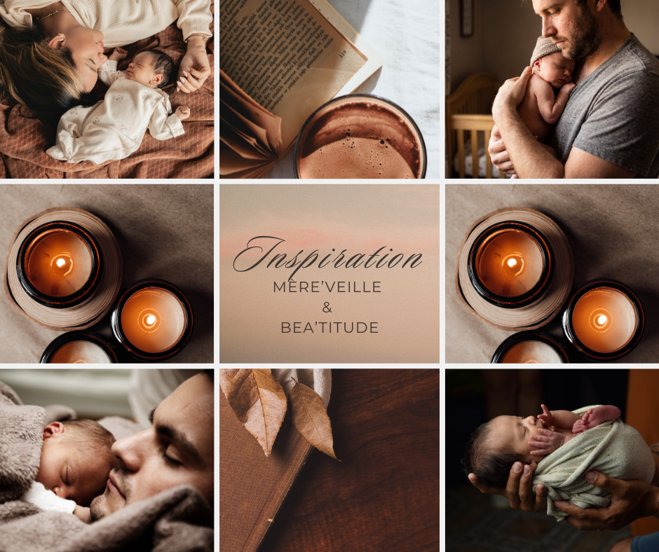 Beige brown minimalist inspiration moodboard collage facebook post
