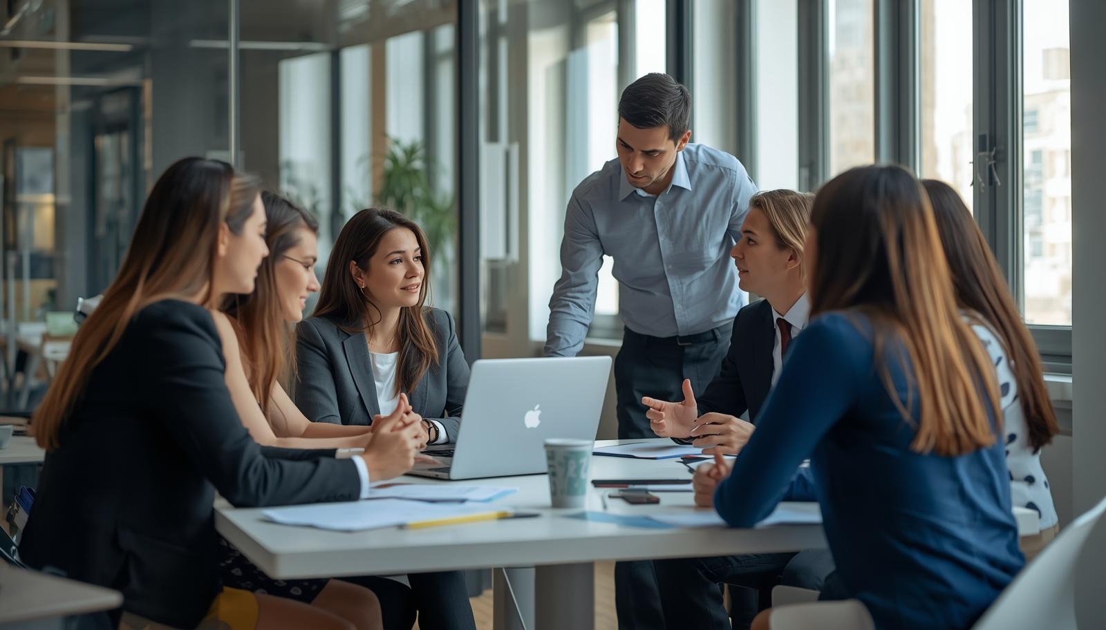 Developpement-commercial-professionnels-en-reunion-d-affaires-personnes-realistes-discutant-strategie-commerciale-environnement-de-bureau-moderne-photographie-authentique-et-naturelle