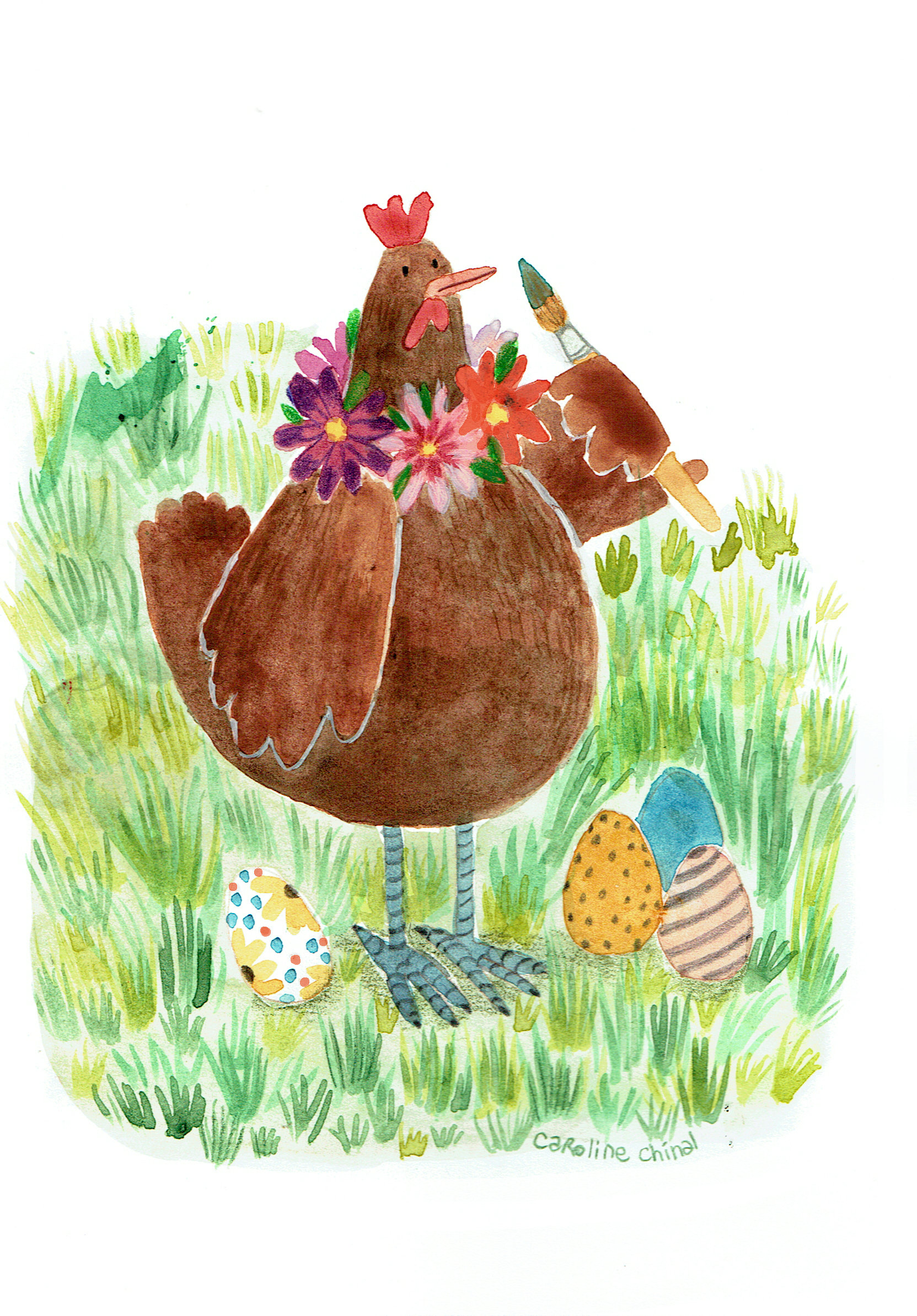 Poule peintre paques