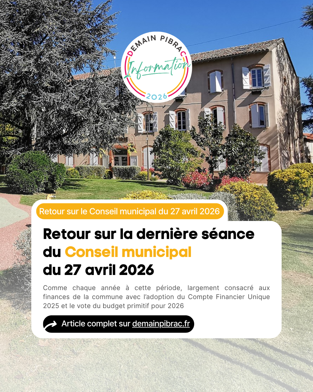 Retour sur le dernière Conseil municipal du 27 avril 2026