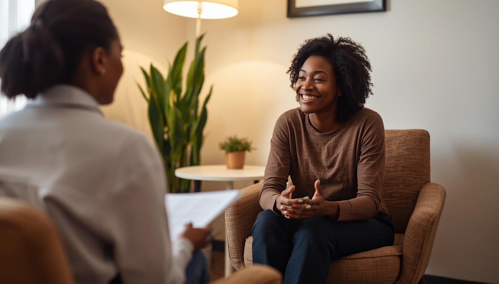 Professional-therapy-session-with-African-therapist-and-patient-warm-and-comfortable-counseling-office-setting-therapist-sitting-with-patient-in-consultation-empathetic-and-supportive-atmosphere-modern-therapy-room-with-comfortable-seat