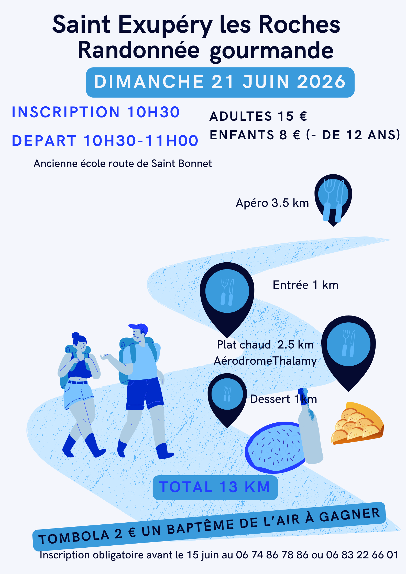 Affiche blanche et bleue