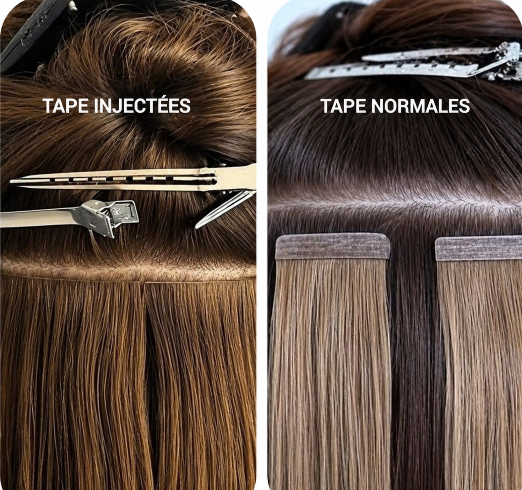 Découvrez notre prestation d’extensions de cheveux en bandes adhésives, tape normales et tape injectées à Vienne pour une chevelure longue, volumineuse et naturelle. Notre salon réalise des poses d’extensions discrètes, légères et confortables offrant un rendu harmonieux et une excellente tenue. Spécialistes des transformations capillaires, nous sublimons vos cheveux avec des extensions de qualité adaptées à votre style pour un résultat élégant, moderne et naturel.