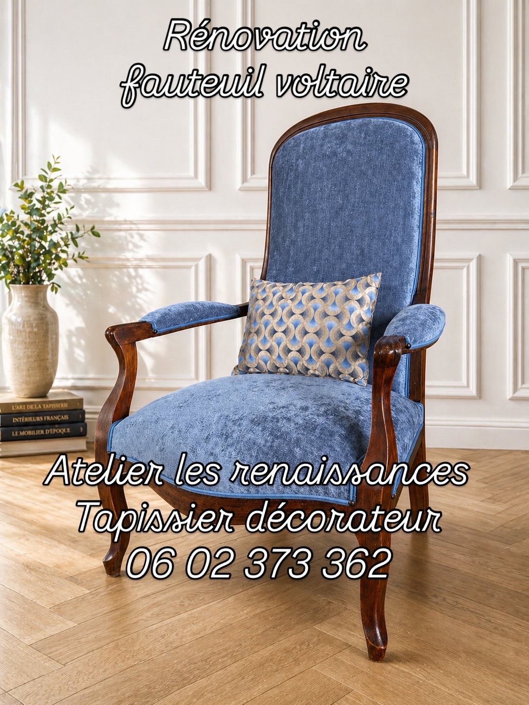 Tapissier decorateur atelier les renaissances st aubin de medoc saint medard en jalles tapissier bordeaux andernos lacanau fauteuil voltaire