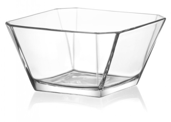 Saladier en verre carre 19cm x 19cm x h 10cm