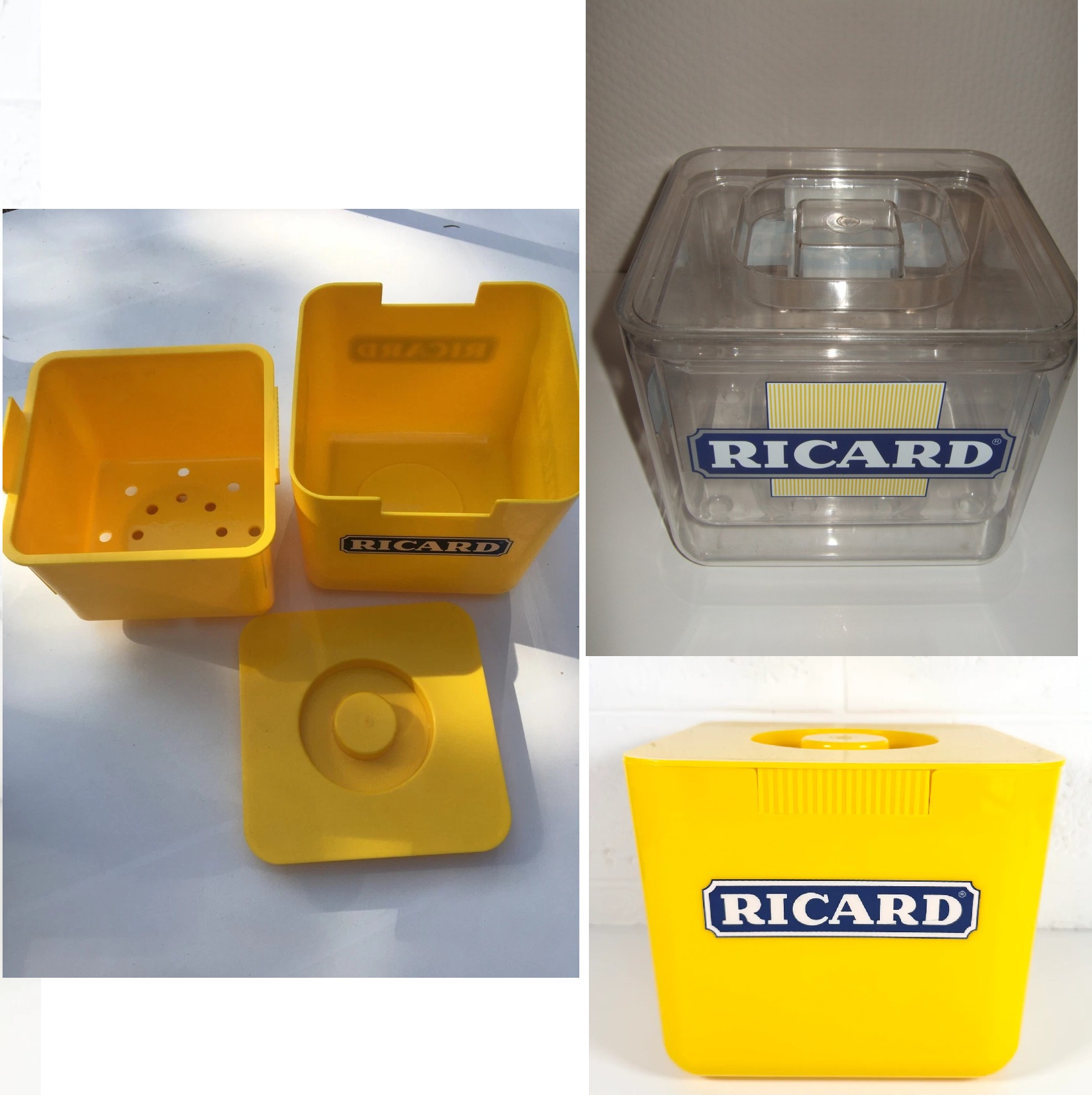 Seau a glacons ricard transparent ou jaune ou rouge special