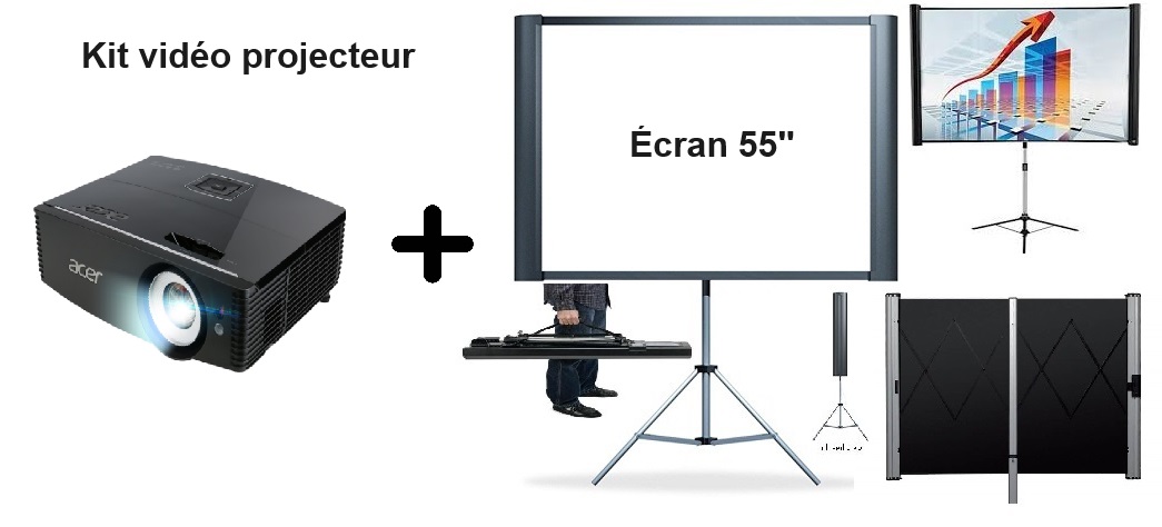 Kit videoprojecteur plus ecran sur pied