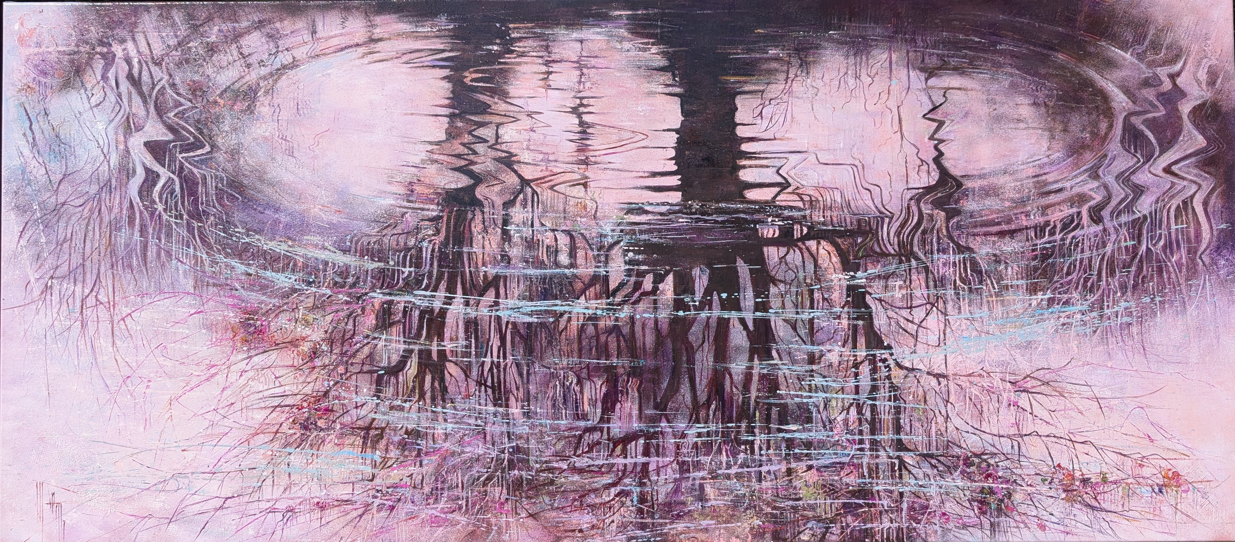 Nadinepillon s etire et s efface peinture a l huile 180 x 80