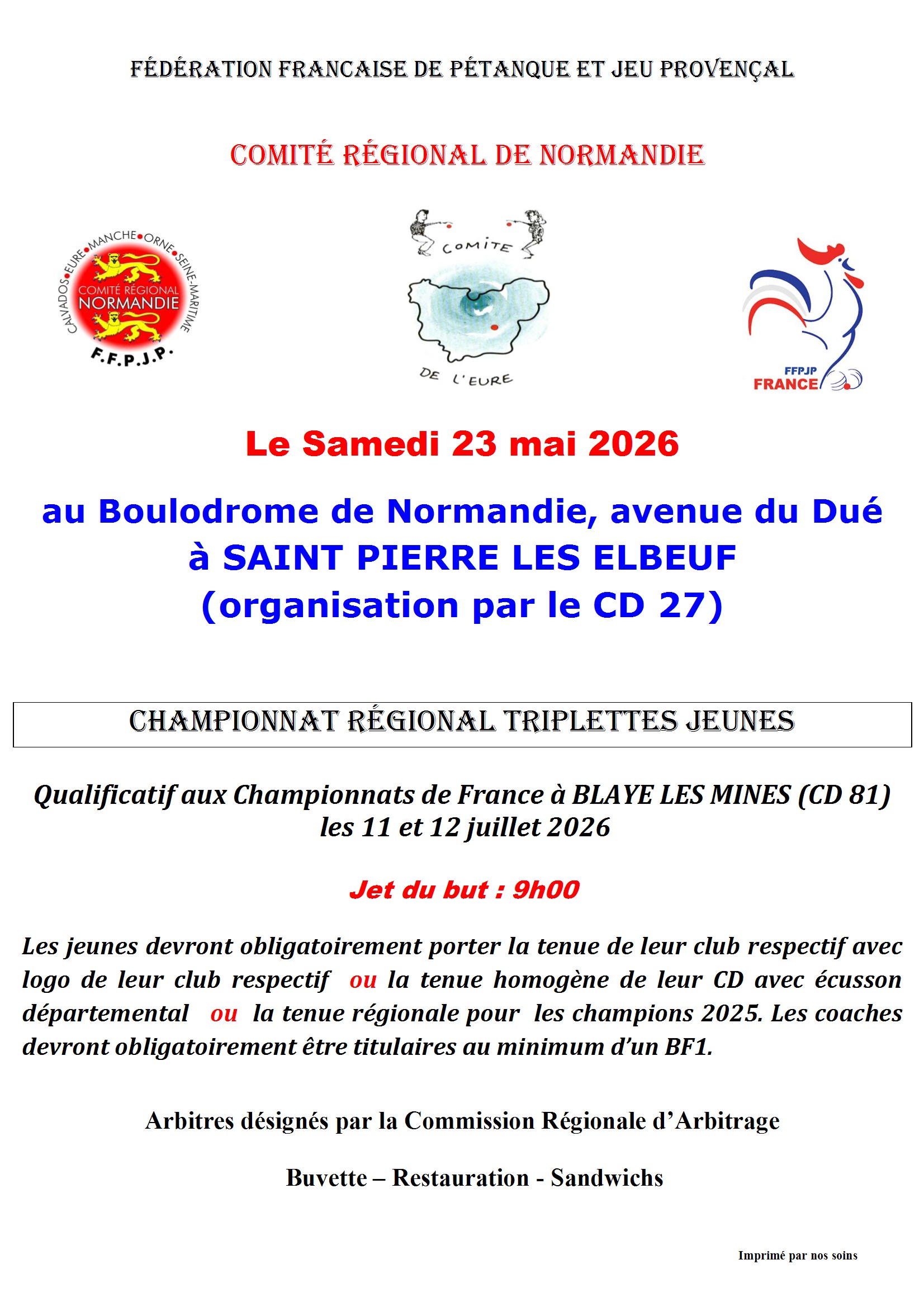 26 05 23 affiche 2026 chpt regional triplette jeunes 1 conv 1