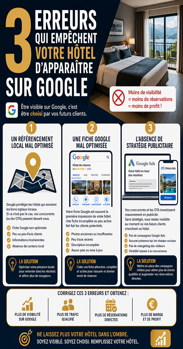 3 erreurs qui empêchent votre hôtel d’apparaître sur Google