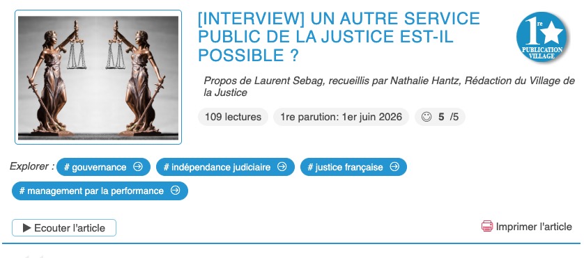 Le Village de la Justice s'intéresse à notre démarche de sondage des professionnels et des citoyens 