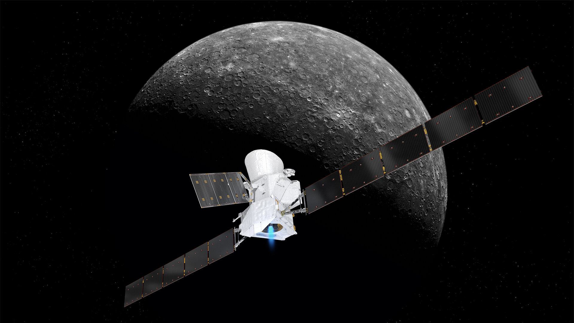 BepiColombo approaching Mercury pillars
