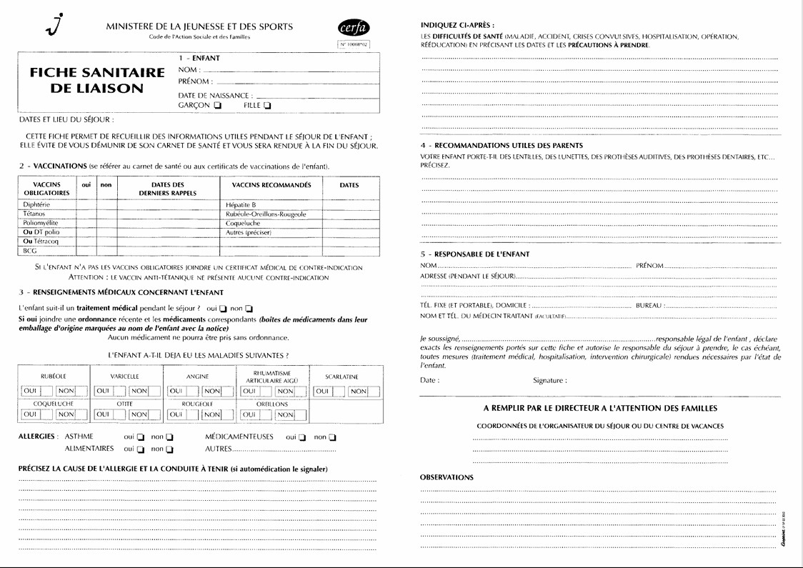 Fiche de liaison